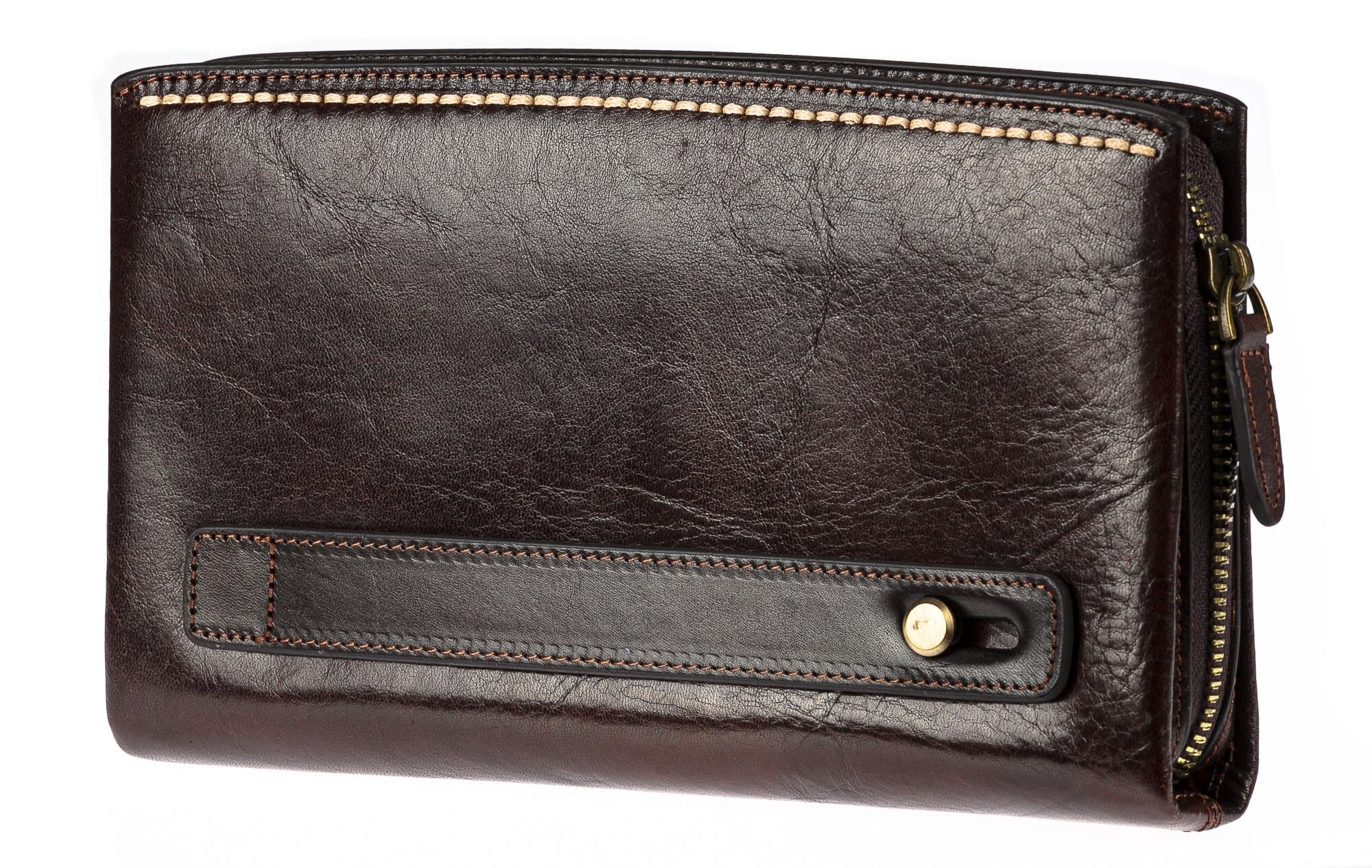      Pochette uomo da polso in vera pelle BLAKE, colore TESTA MORO, CHIAROSCURO, MADE IN ITALY