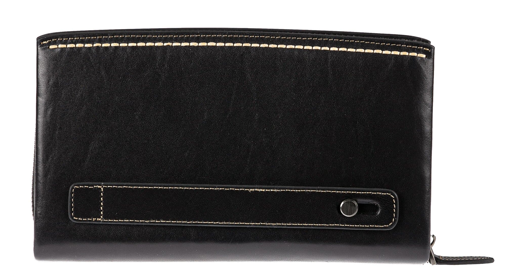 Pochette uomo da polso in vera pelle BLAKE, colore NERO, CHIAROSCURO, MADE IN ITALY