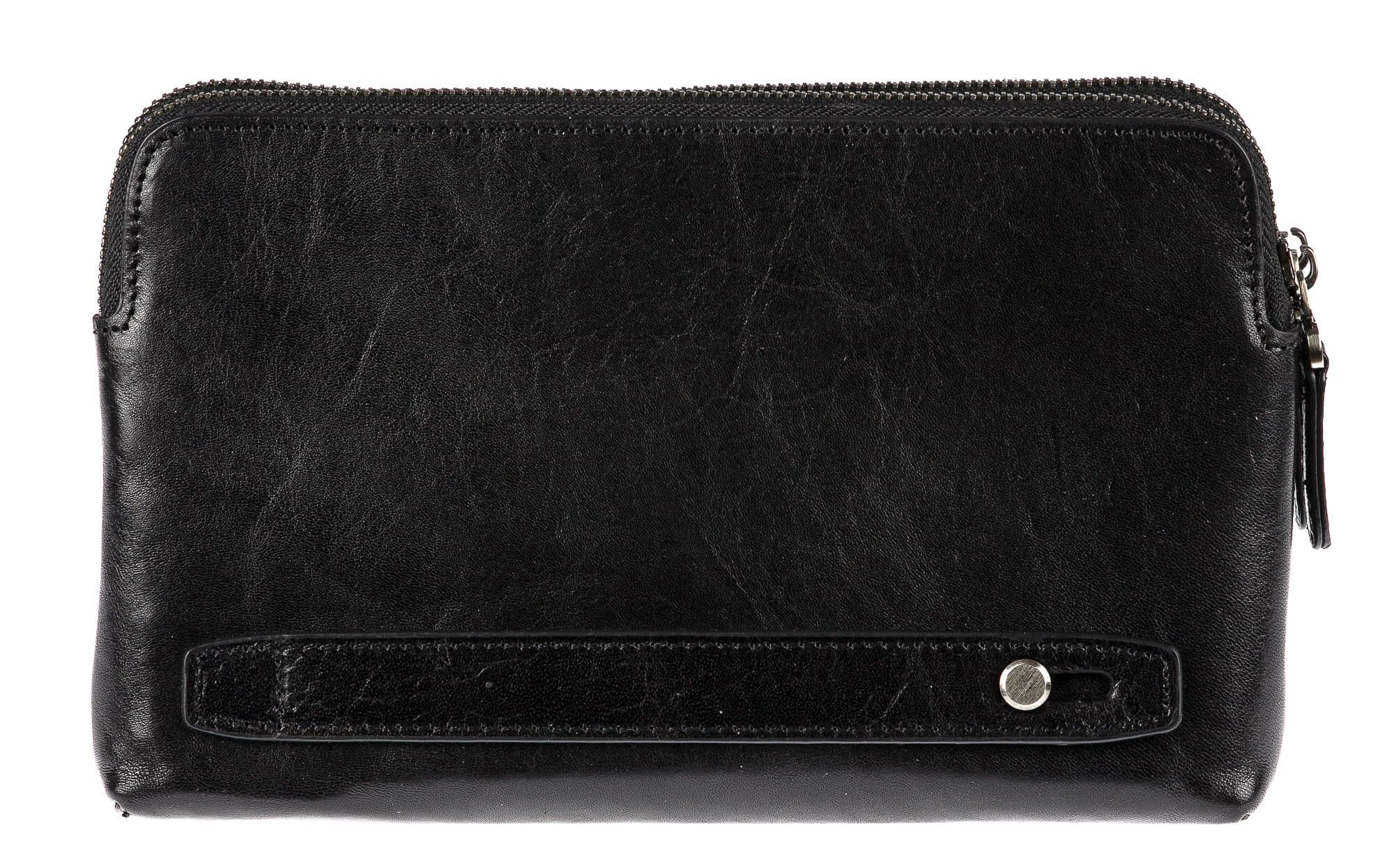 Pochette uomo da polso in vera pelle JAMES, colore NERO, CHIAROSCURO, MADE IN ITALY