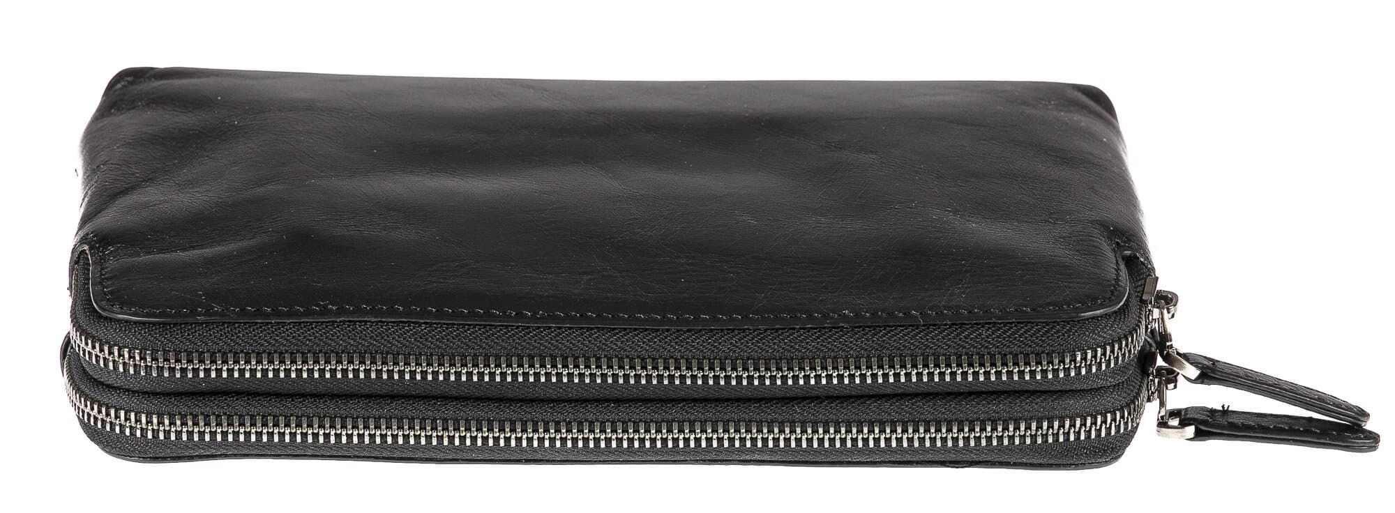 Pochette uomo da polso in vera pelle JAMES, colore NERO, CHIAROSCURO, MADE IN ITALY
