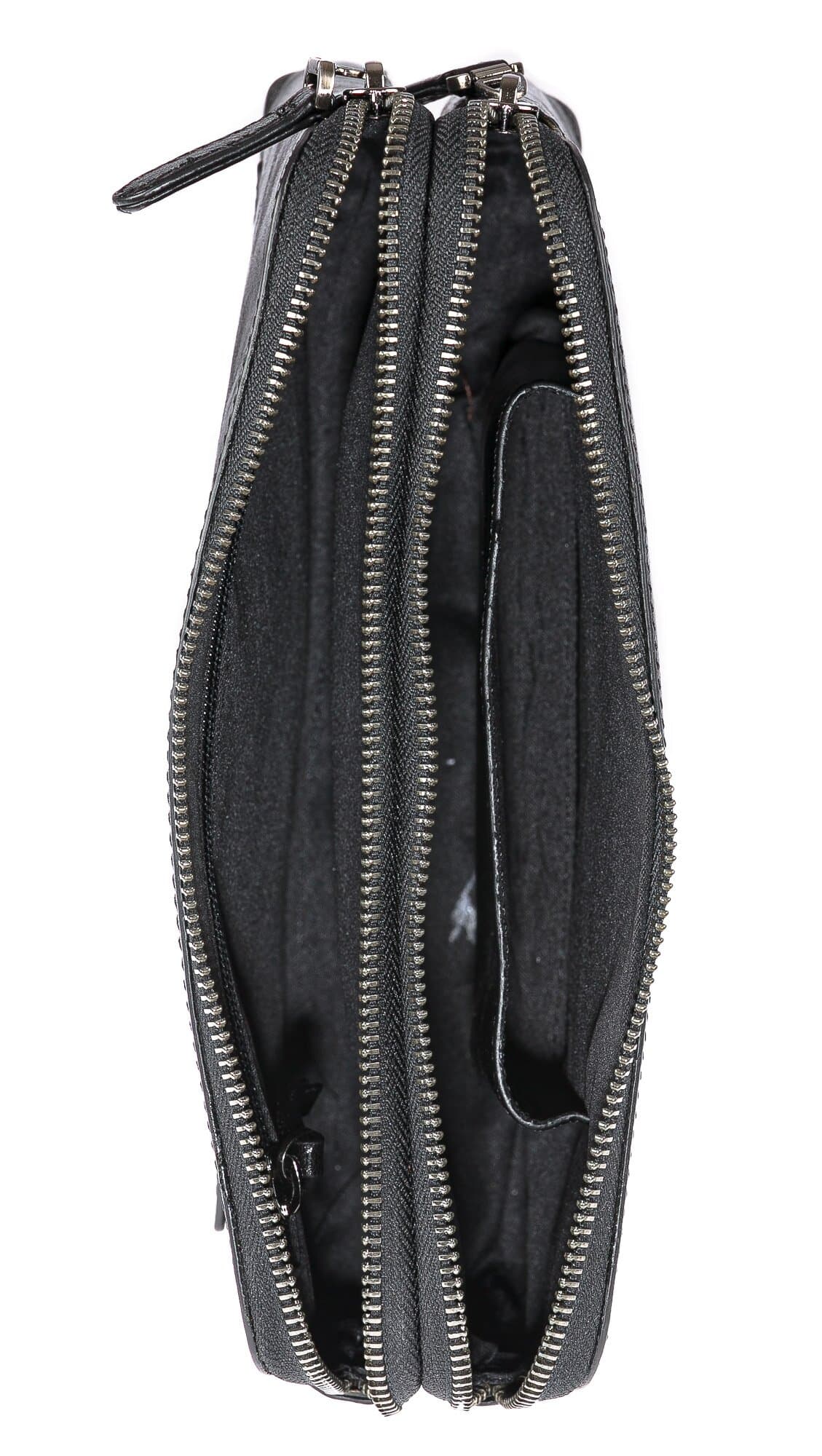 Pochette uomo da polso in vera pelle JAMES, colore NERO, CHIAROSCURO, MADE IN ITALY