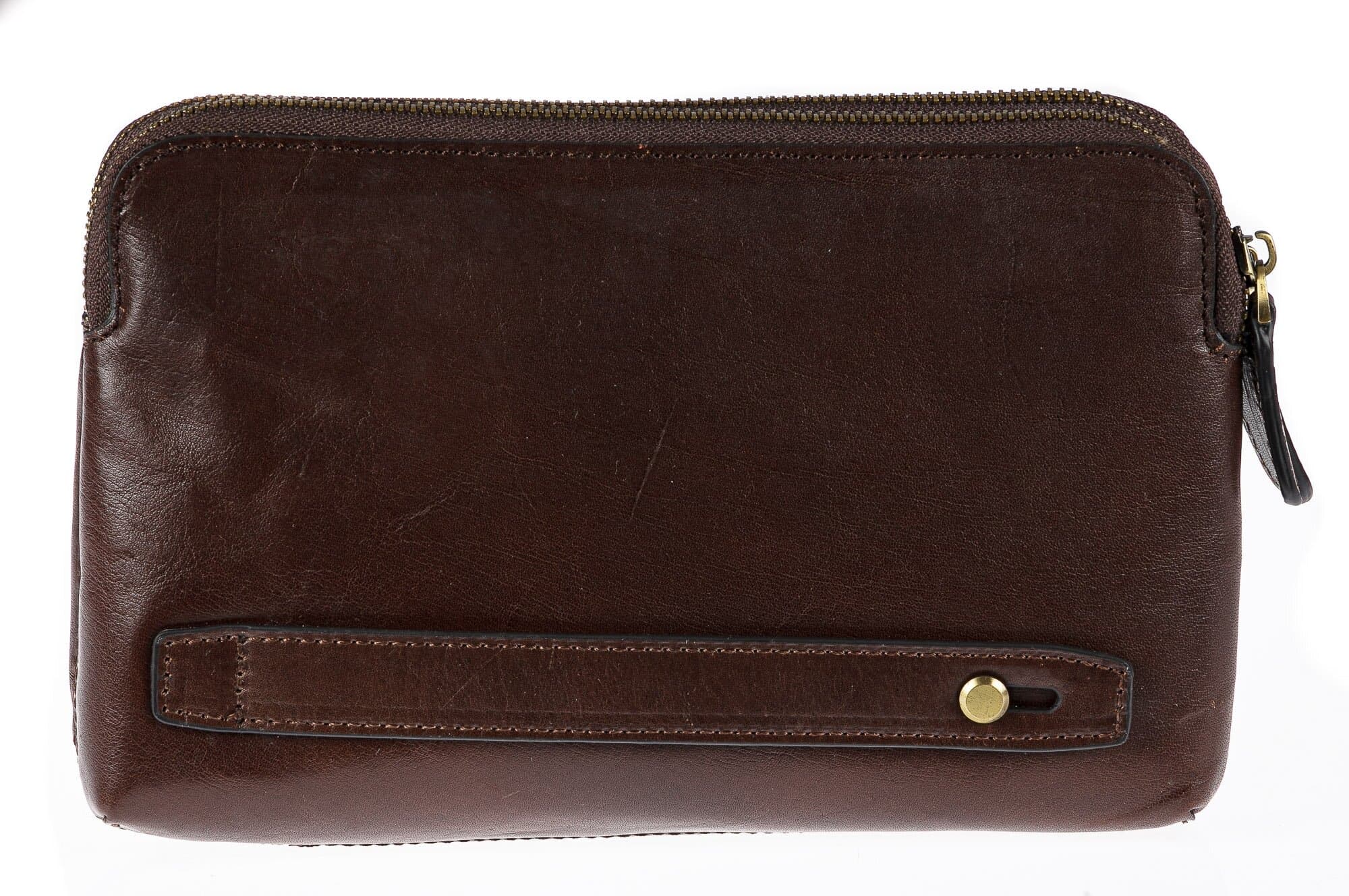 Pochette uomo da polso in vera pelle JAMES, colore TESTA DI MORO, CHIAROSCURO, MADE IN ITALY