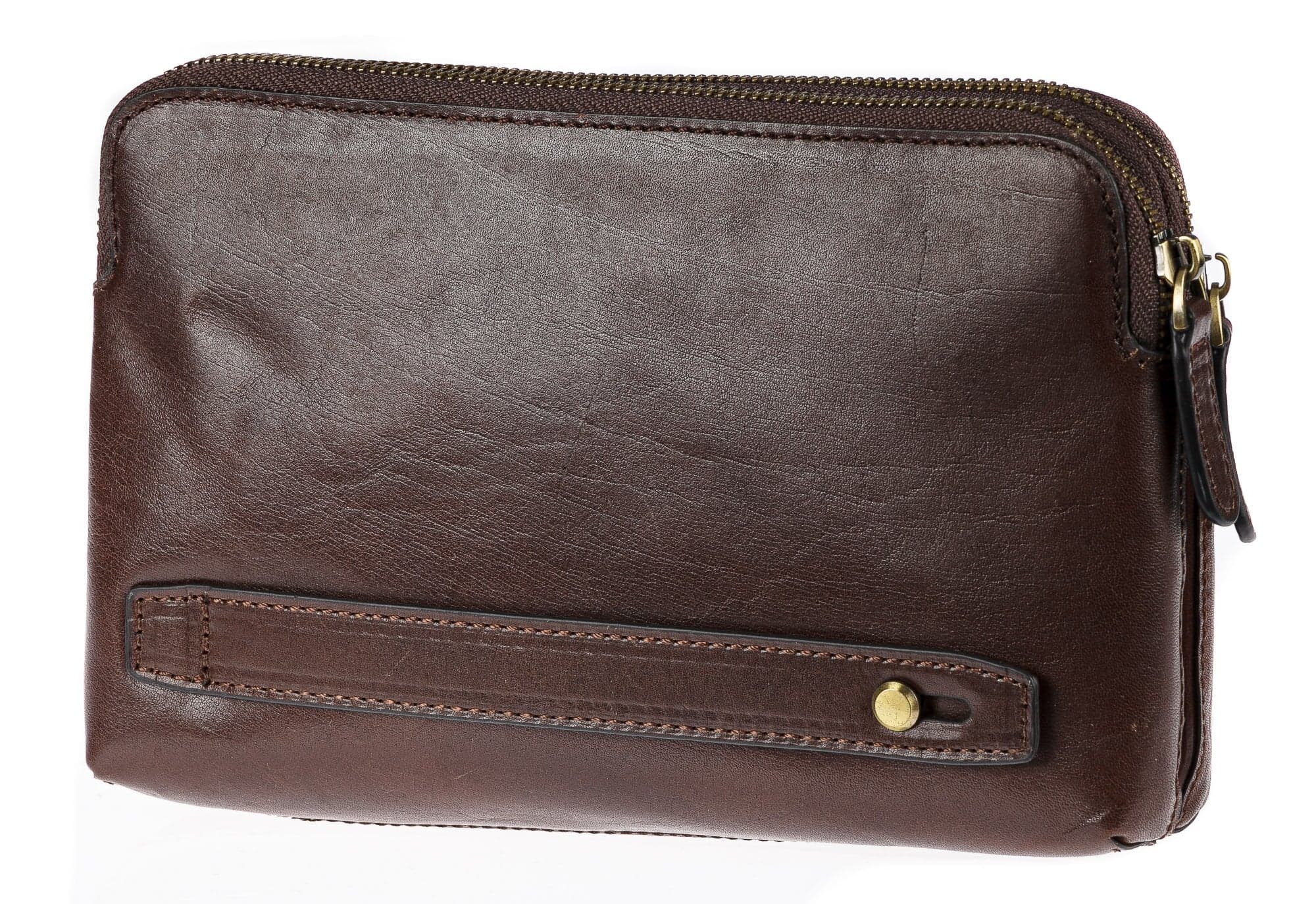 Genuine leather clutch for man JAMES, DARK BROWN colour, CHIAROSCURO, MADE IN ITALY
