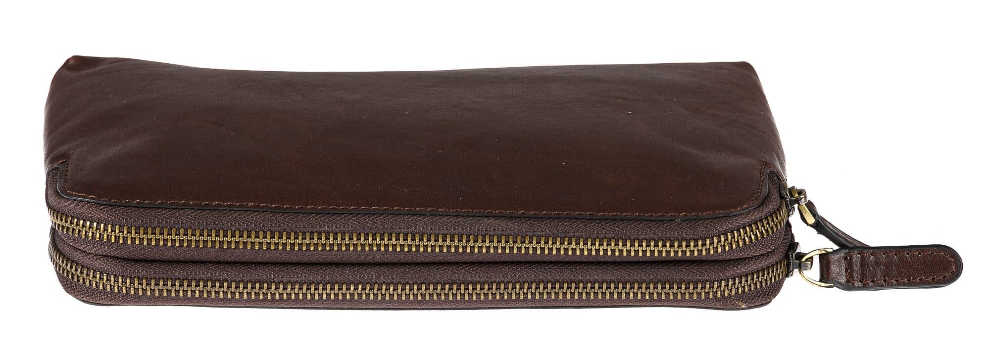 Pochette uomo da polso in vera pelle JAMES, colore TESTA DI MORO, CHIAROSCURO, MADE IN ITALY