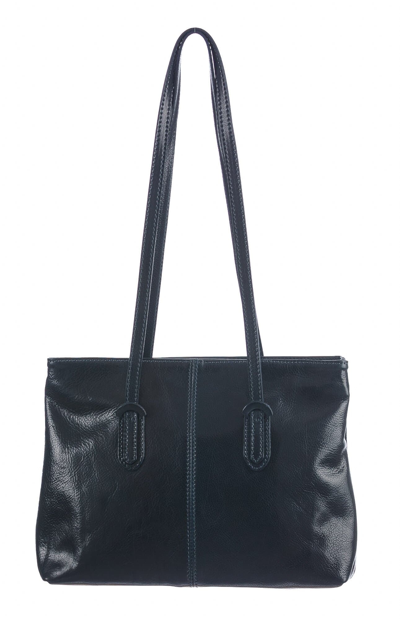 Borsa a spalla da donna in vera pelle MINA MAXI, colore BLU, CHIAROSCURO, MADE IN ITALY