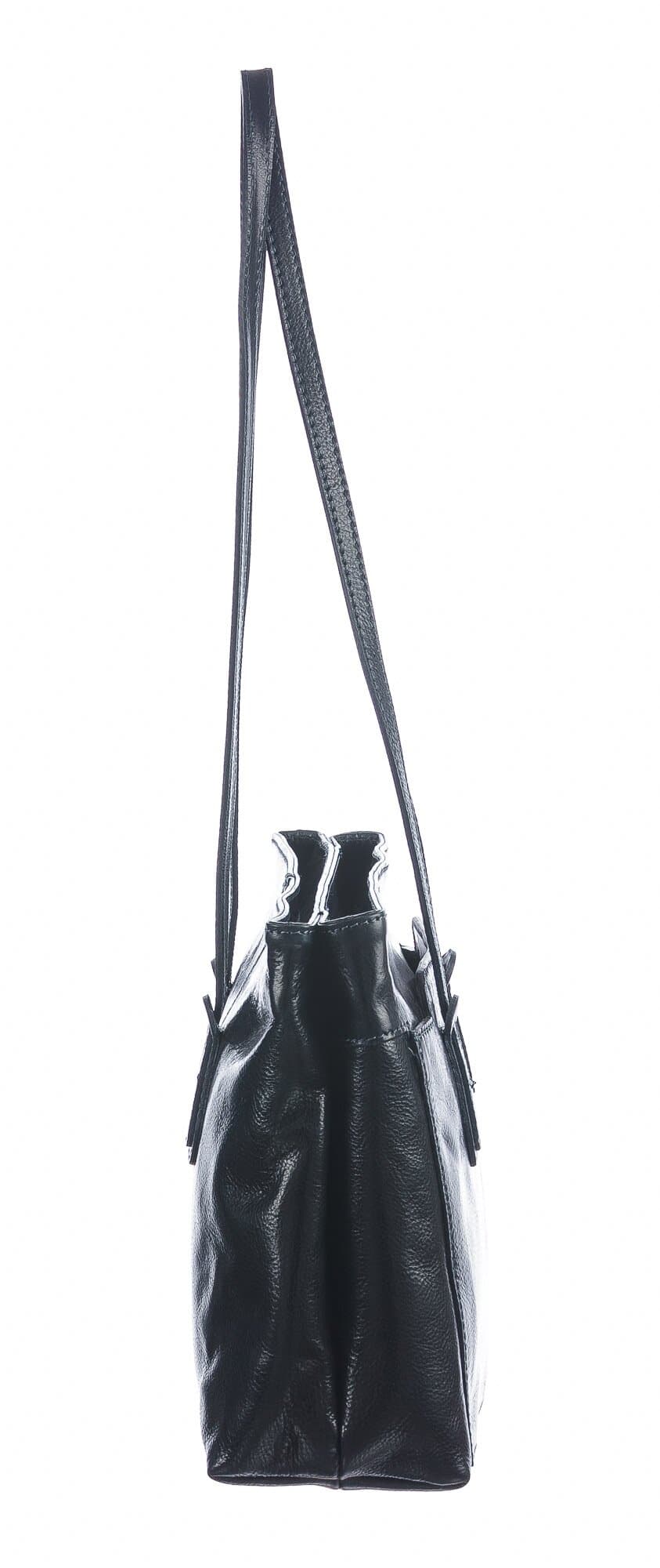 Borsa a spalla da donna in vera pelle MINA MAXI, colore BLU, CHIAROSCURO, MADE IN ITALY
