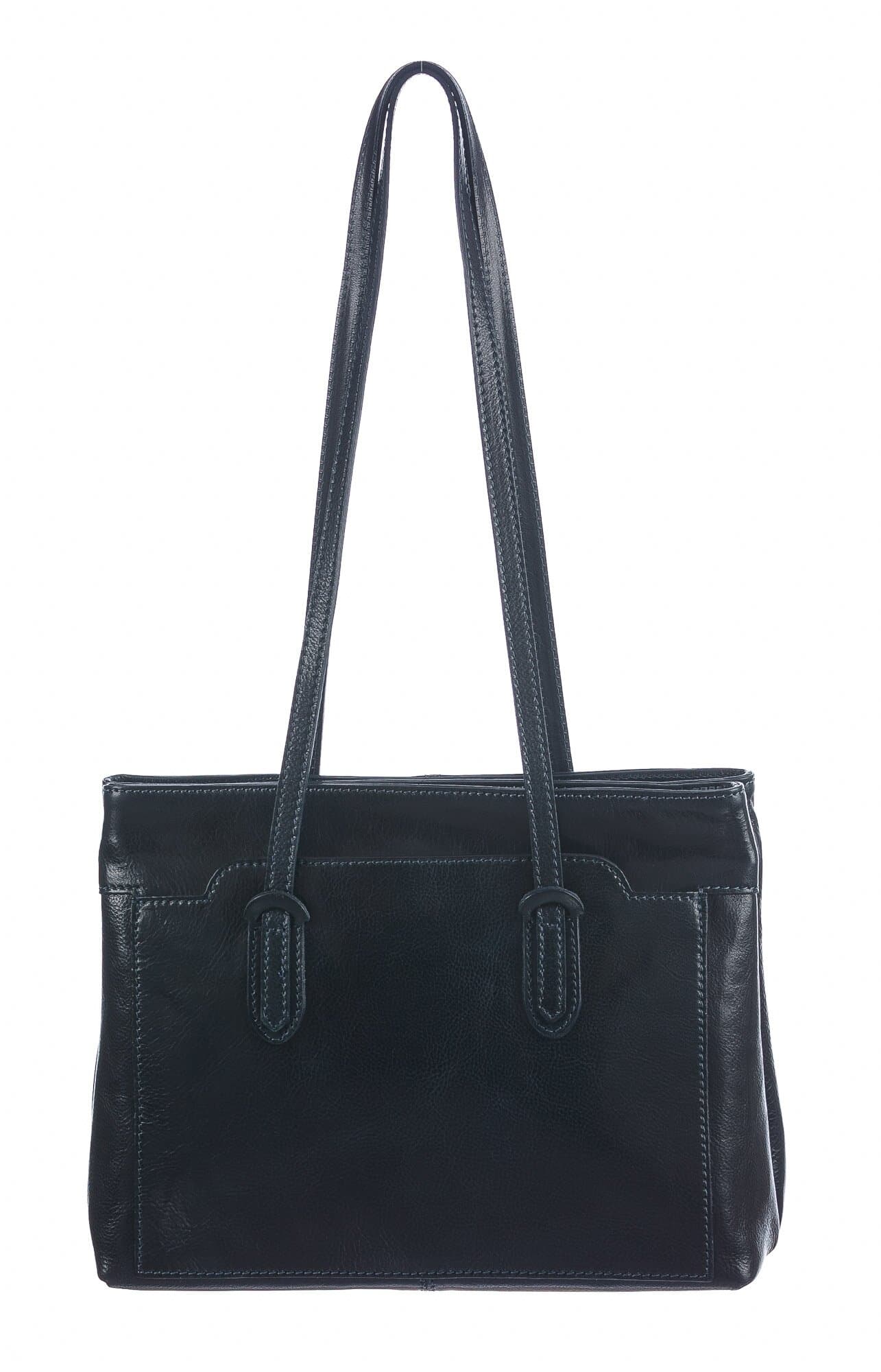 Borsa a spalla da donna in vera pelle MINA MAXI, colore BLU, CHIAROSCURO, MADE IN ITALY