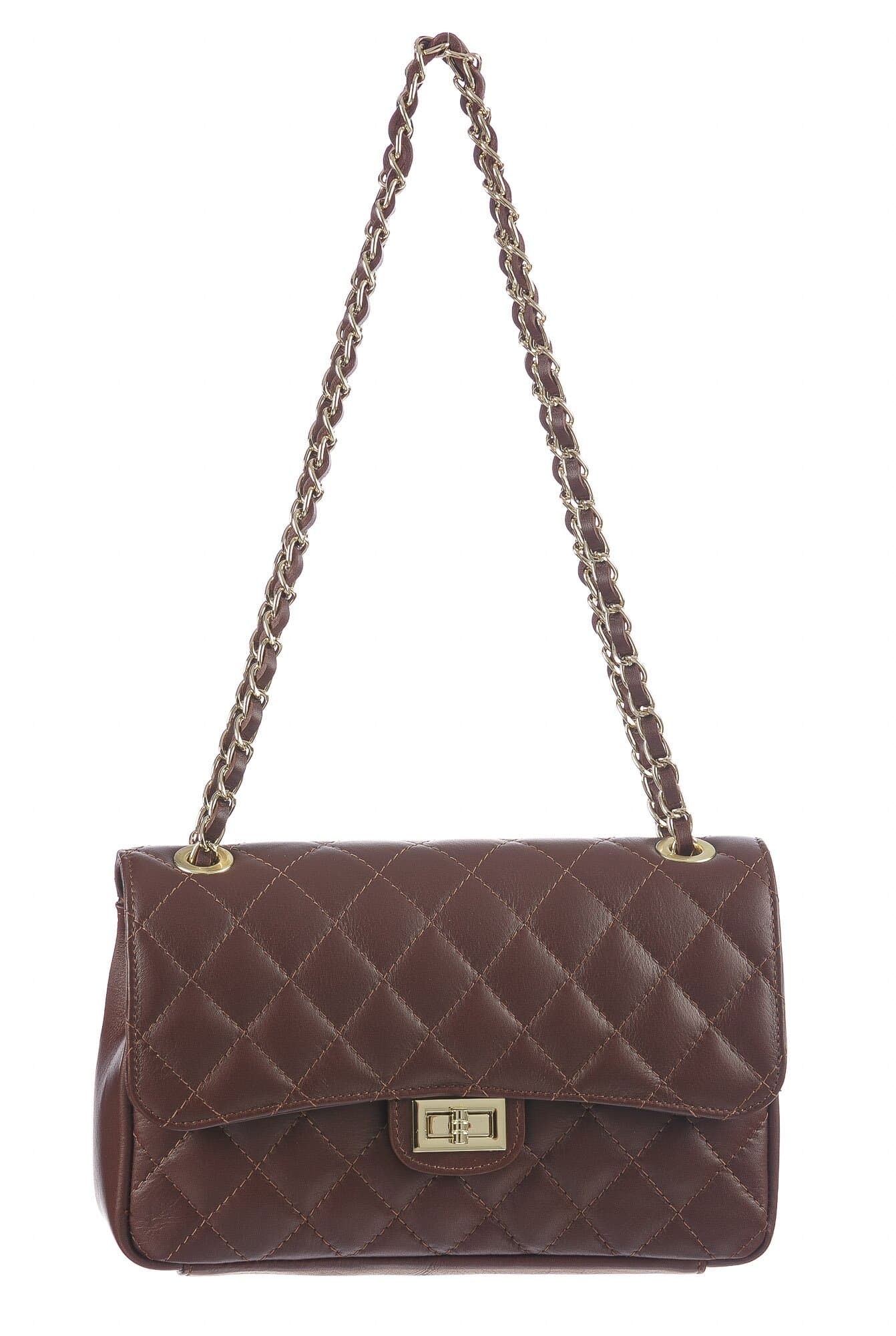 Borsa a spalla da donna in vera pelle CHARLOTTE MEDIUM, colore TESTA MORO, CHIAROSCURO, MADE IN ITALY