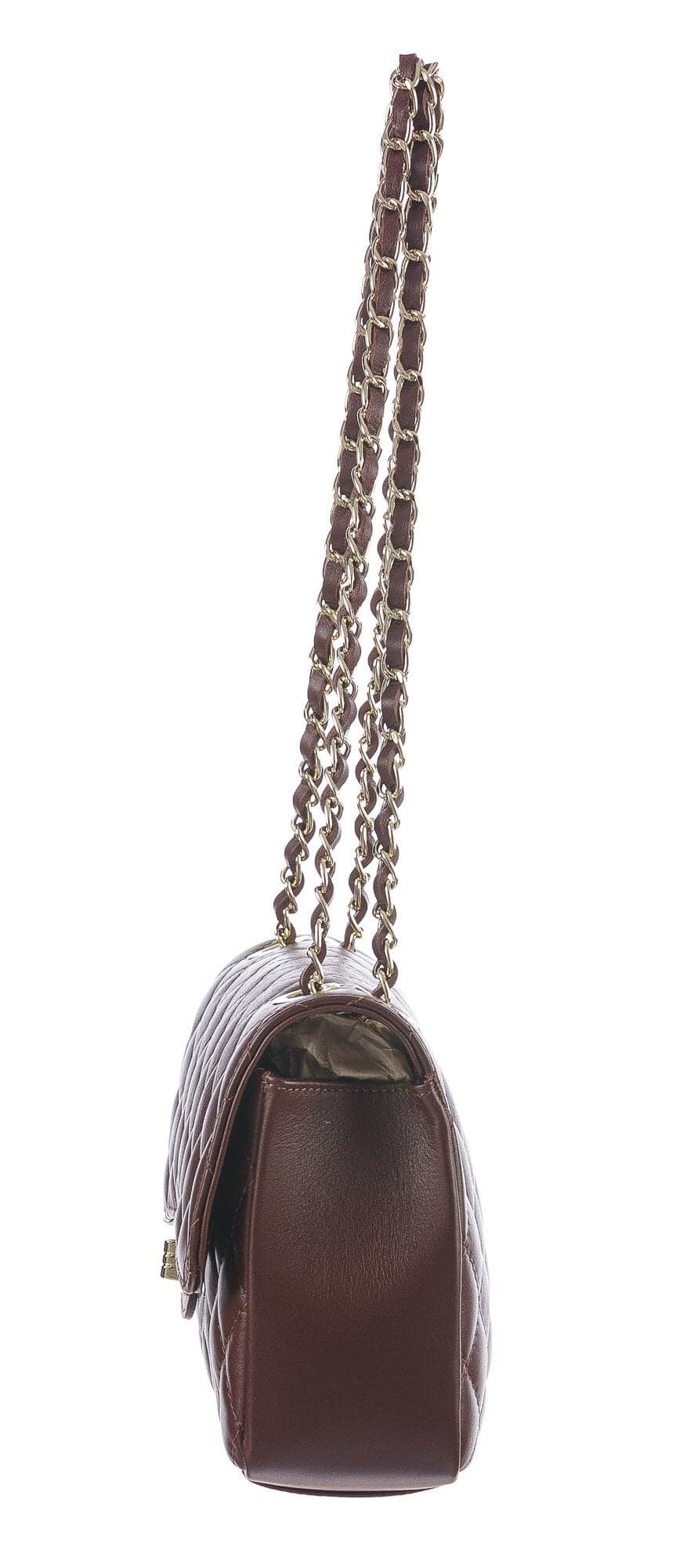Borsa a spalla da donna in vera pelle CHARLOTTE MEDIUM, colore TESTA MORO, CHIAROSCURO, MADE IN ITALY