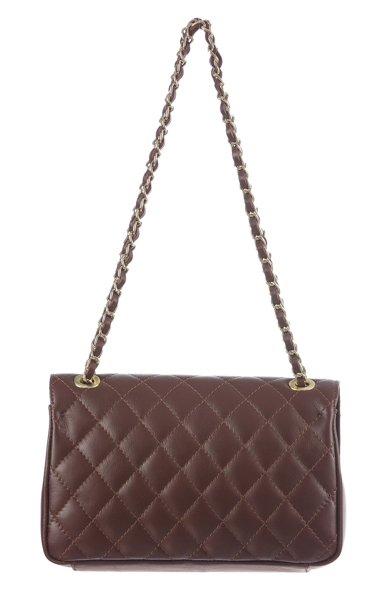 Borsa a spalla da donna in vera pelle CHARLOTTE MEDIUM, colore TESTA MORO, CHIAROSCURO, MADE IN ITALY