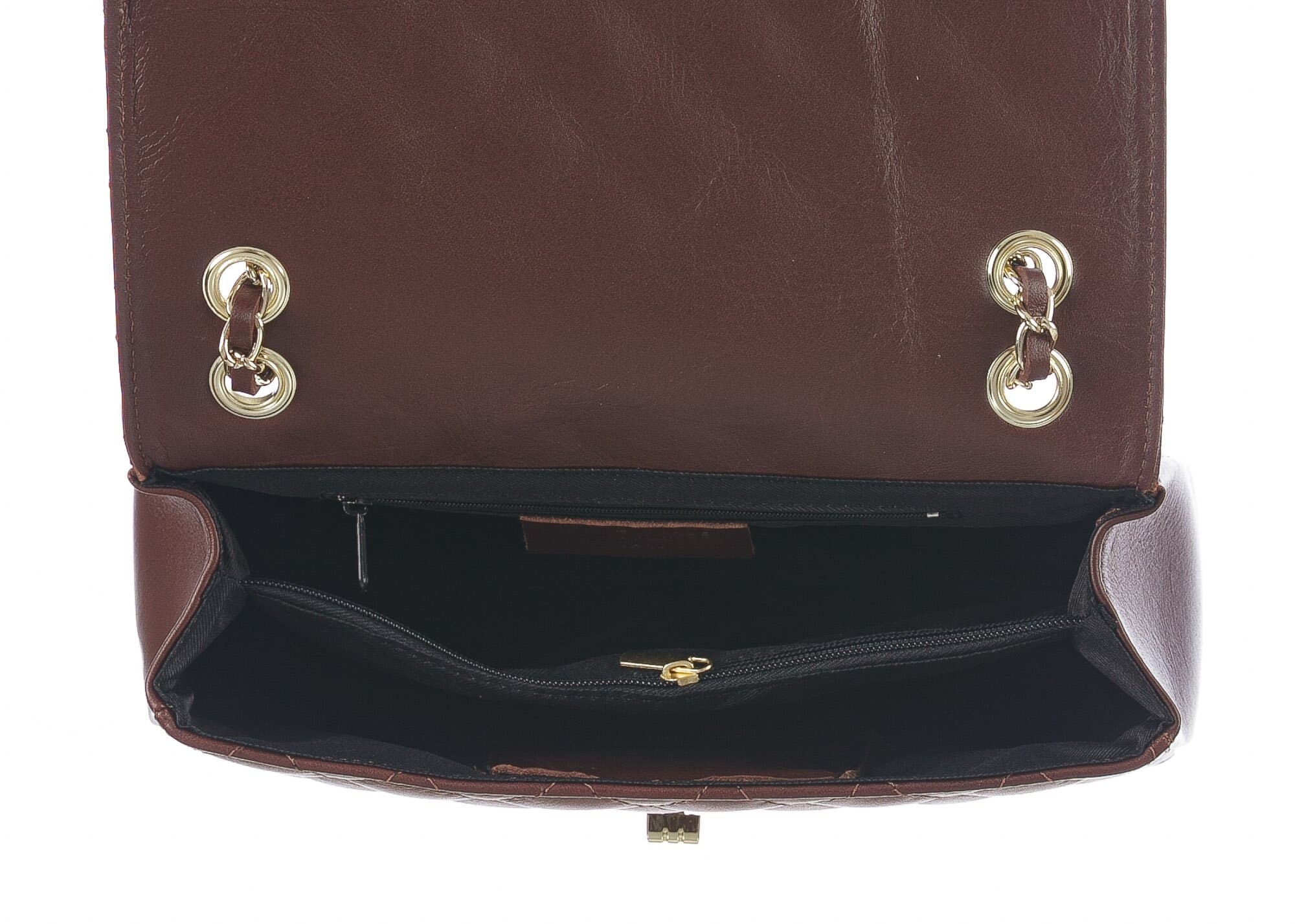 Borsa a spalla da donna in vera pelle CHARLOTTE MEDIUM, colore TESTA MORO, CHIAROSCURO, MADE IN ITALY