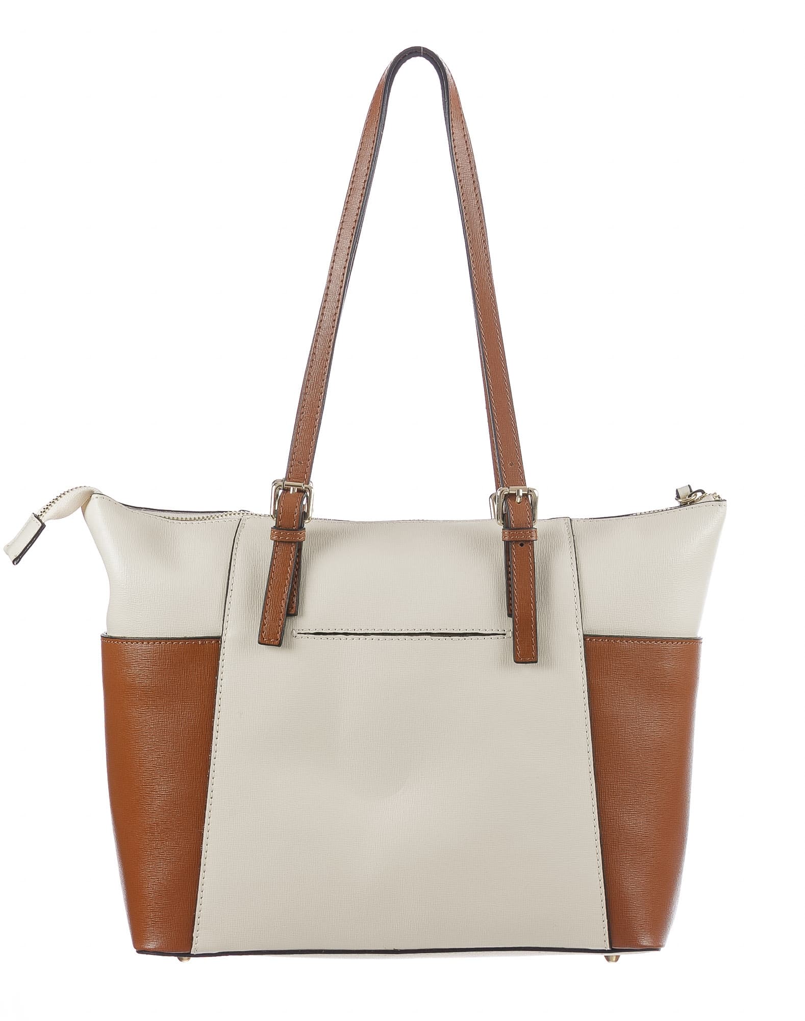 Borsa a spalla da donna in vera pelle CLERY, colore PANNA/MARRONE, CHIARO SCURO, MADE IN ITALY