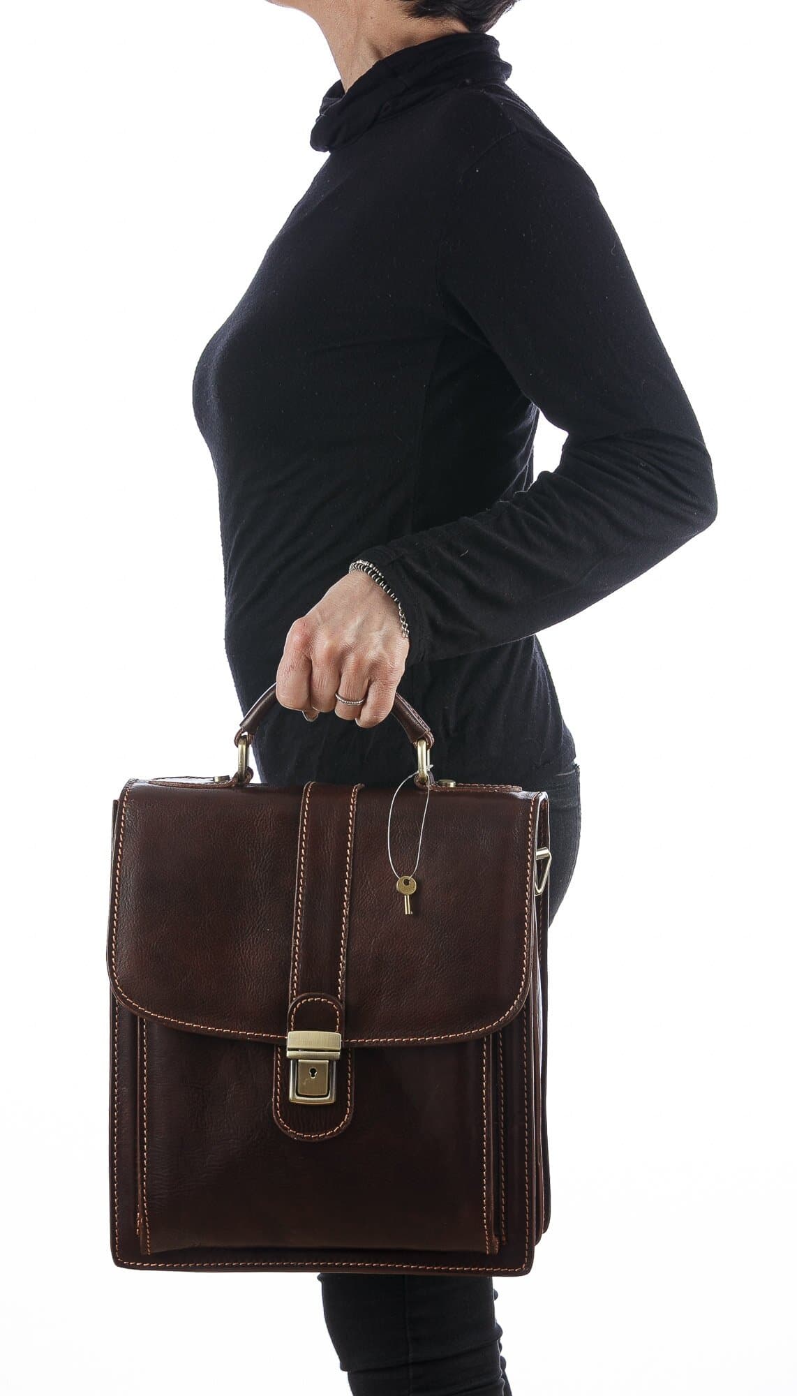 Borsa a mano da uomo in vera pelle ALDO, colore TESTA MORO, CHIAROSCURO, MADE IN ITALY