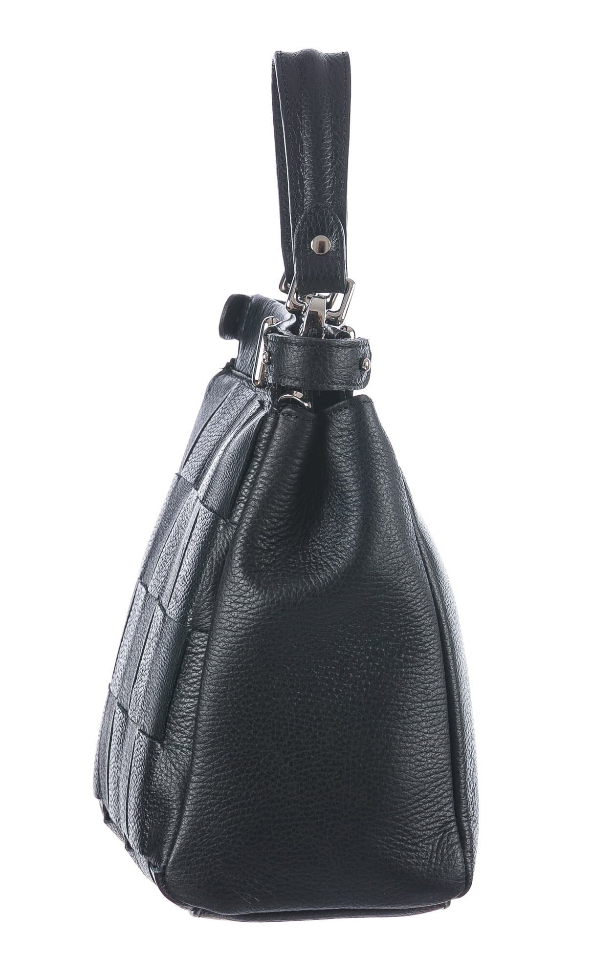 Borsa a mano da donna in vera pelle DALILA, colore NERO, CHIARO SCURO, MADE IN ITALY