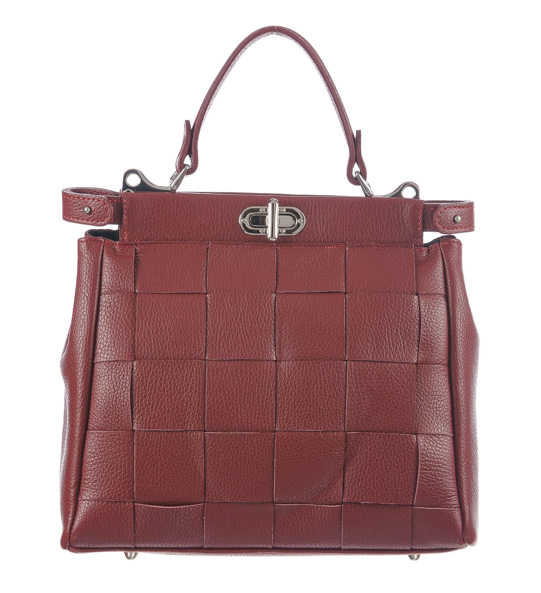 Borsa a mano da donna in vera pelle DALILA, colore ROSSO, CHIARO SCURO, MADE IN ITALY