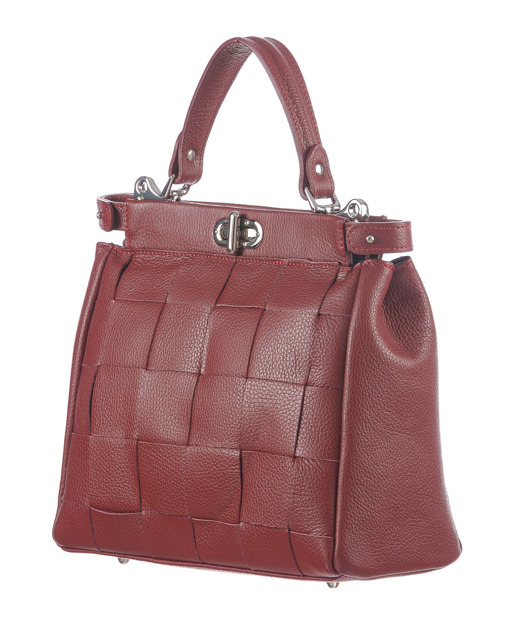 Borsa a mano da donna in vera pelle DALILA, colore ROSSO, CHIARO SCURO, MADE IN ITALY
