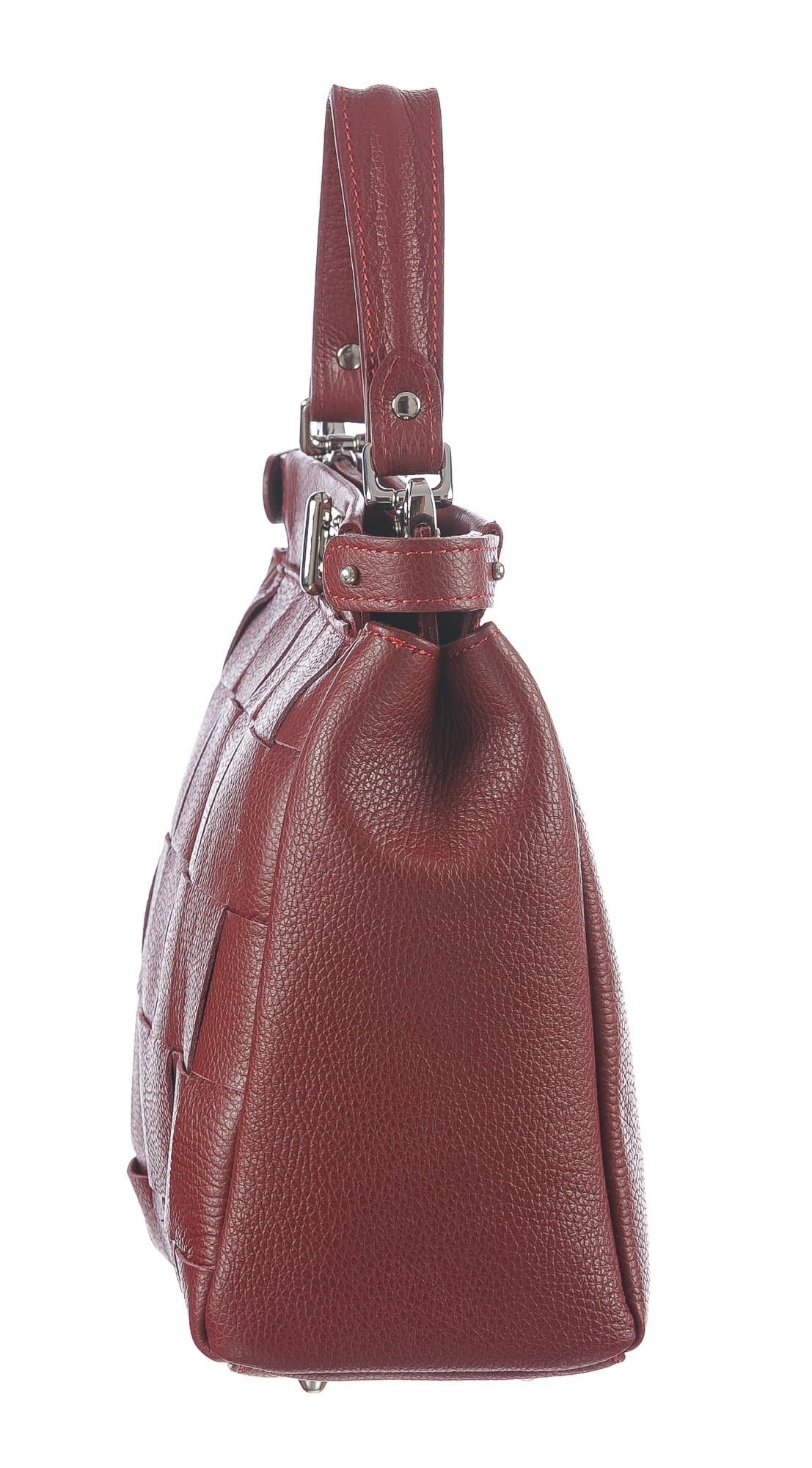 Borsa a mano da donna in vera pelle DALILA, colore ROSSO, CHIARO SCURO, MADE IN ITALY