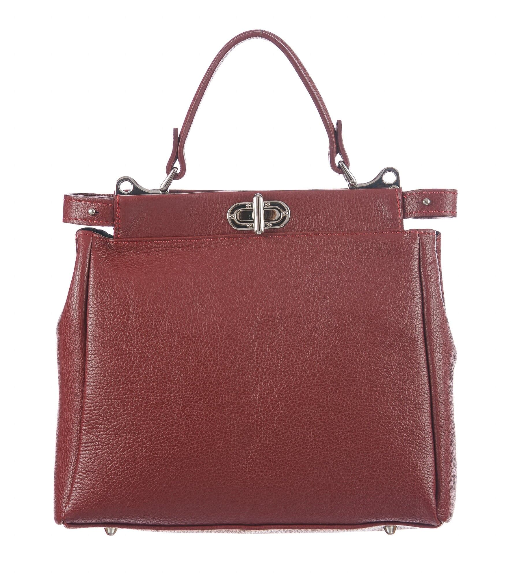 Borsa a mano da donna in vera pelle DALILA, colore ROSSO, CHIARO SCURO, MADE IN ITALY