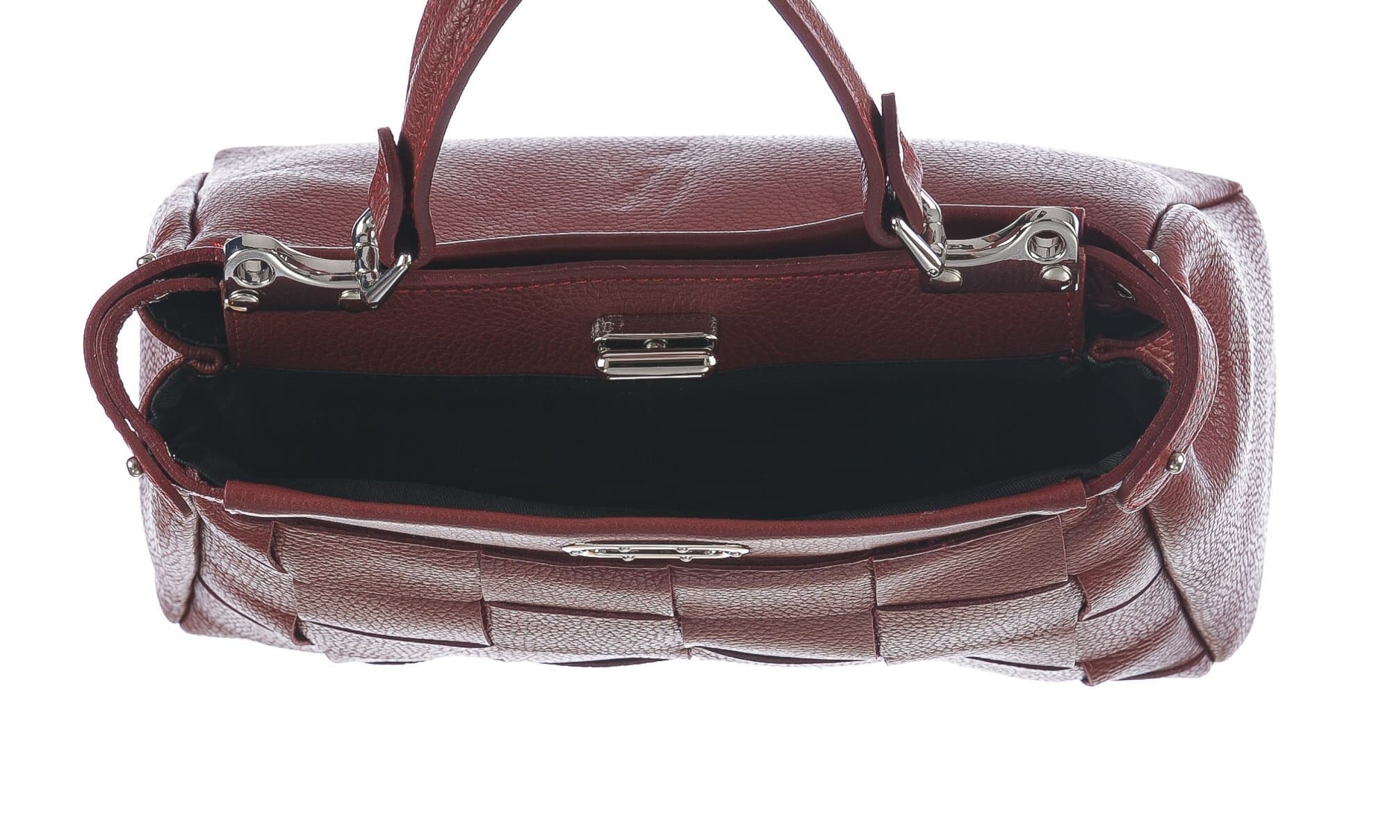 Borsa a mano da donna in vera pelle DALILA, colore ROSSO, CHIARO SCURO, MADE IN ITALY