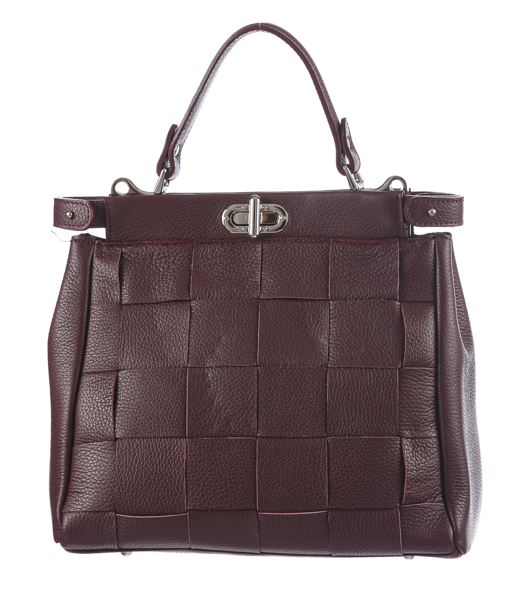 Borsa a mano da donna in vera pelle DALILA, colore BORDEAUX, CHIARO SCURO, MADE IN ITALY 