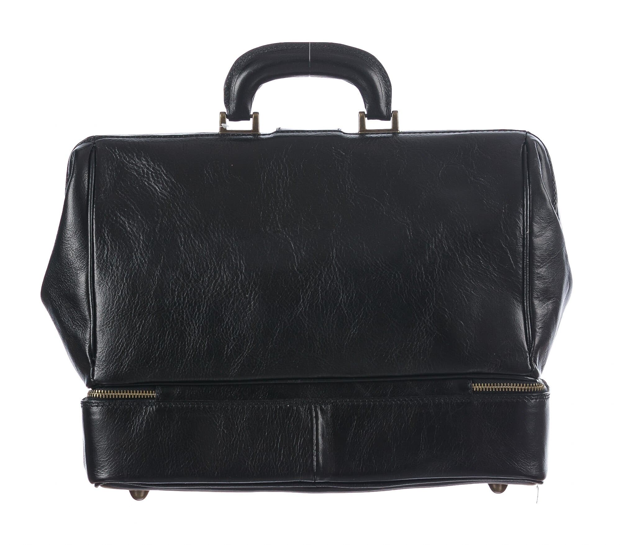Borsa dottore/ventiquattrore in vera pelle LEONIO, unisex, colore NERO, rifiniture in bronzo, CHIAROSCURO, MADE IN ITALY