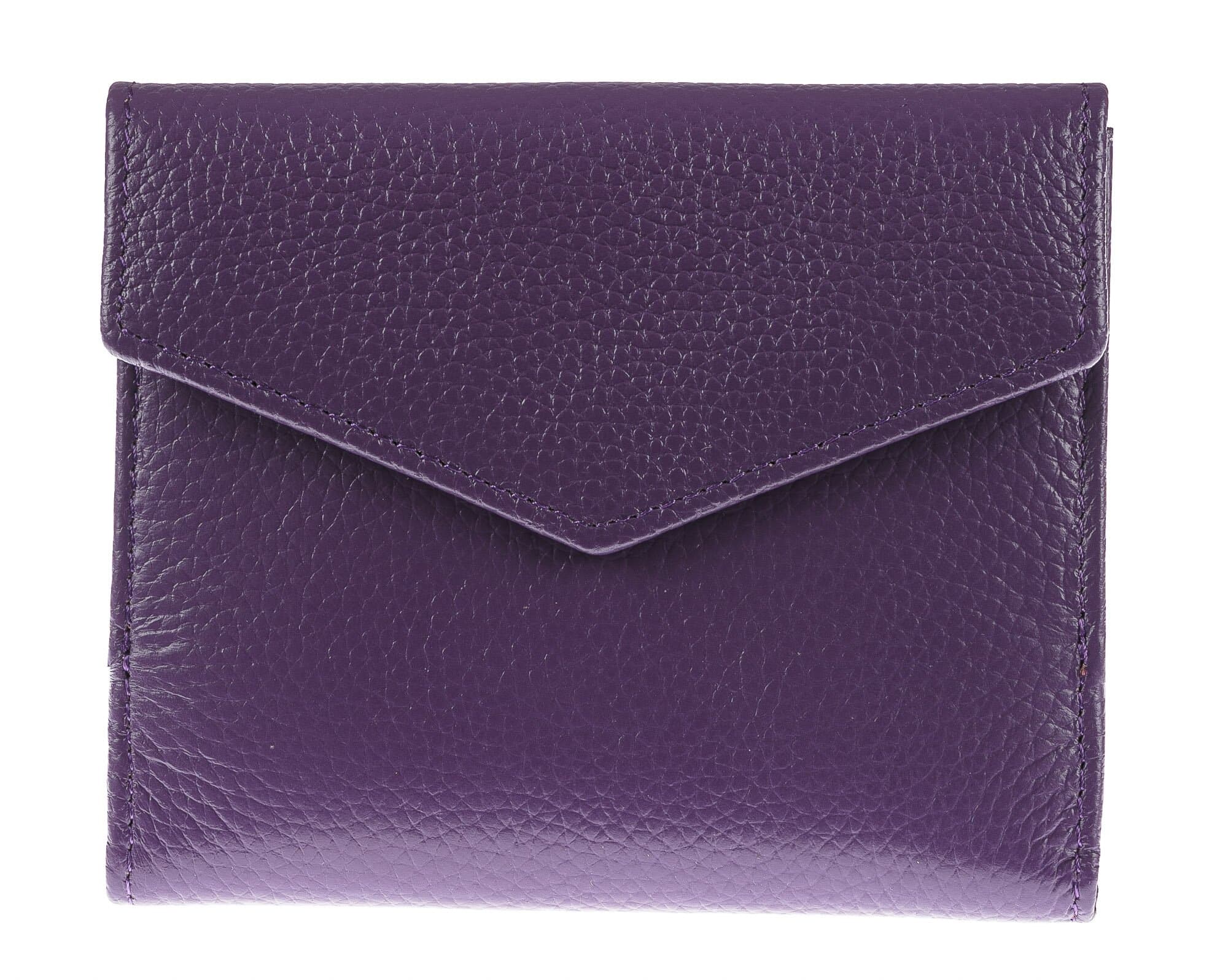 Portafoglio in vera pelle da donna MIMOSA, colore VIOLA, SANTINI, MADE IN ITALY 