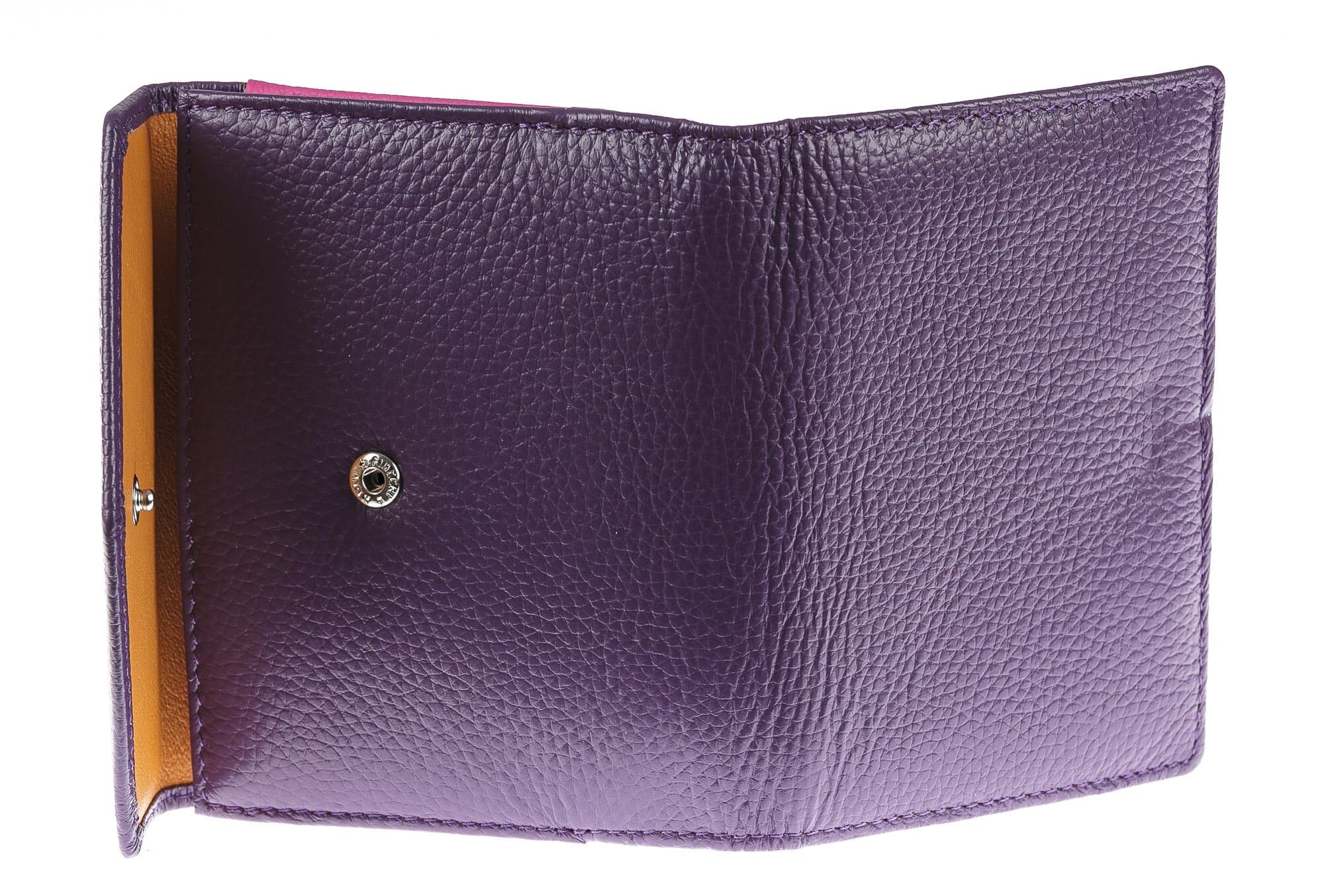 Portafoglio in vera pelle da donna MIMOSA, colore VIOLA, SANTINI, MADE IN ITALY 