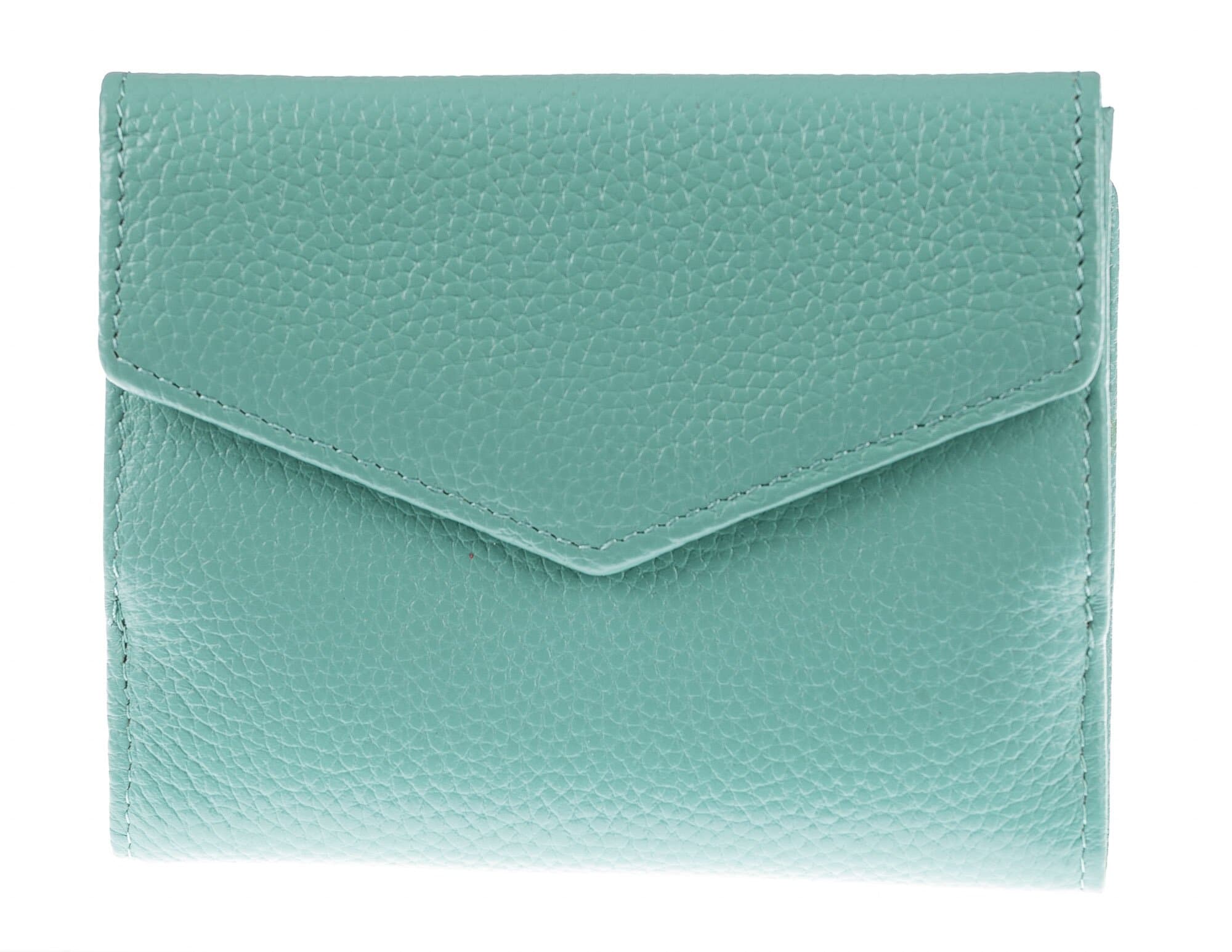 Portafoglio in vera pelle da donna MIMOSA, colore AZZURRO, SANTINI, MADE IN ITALY