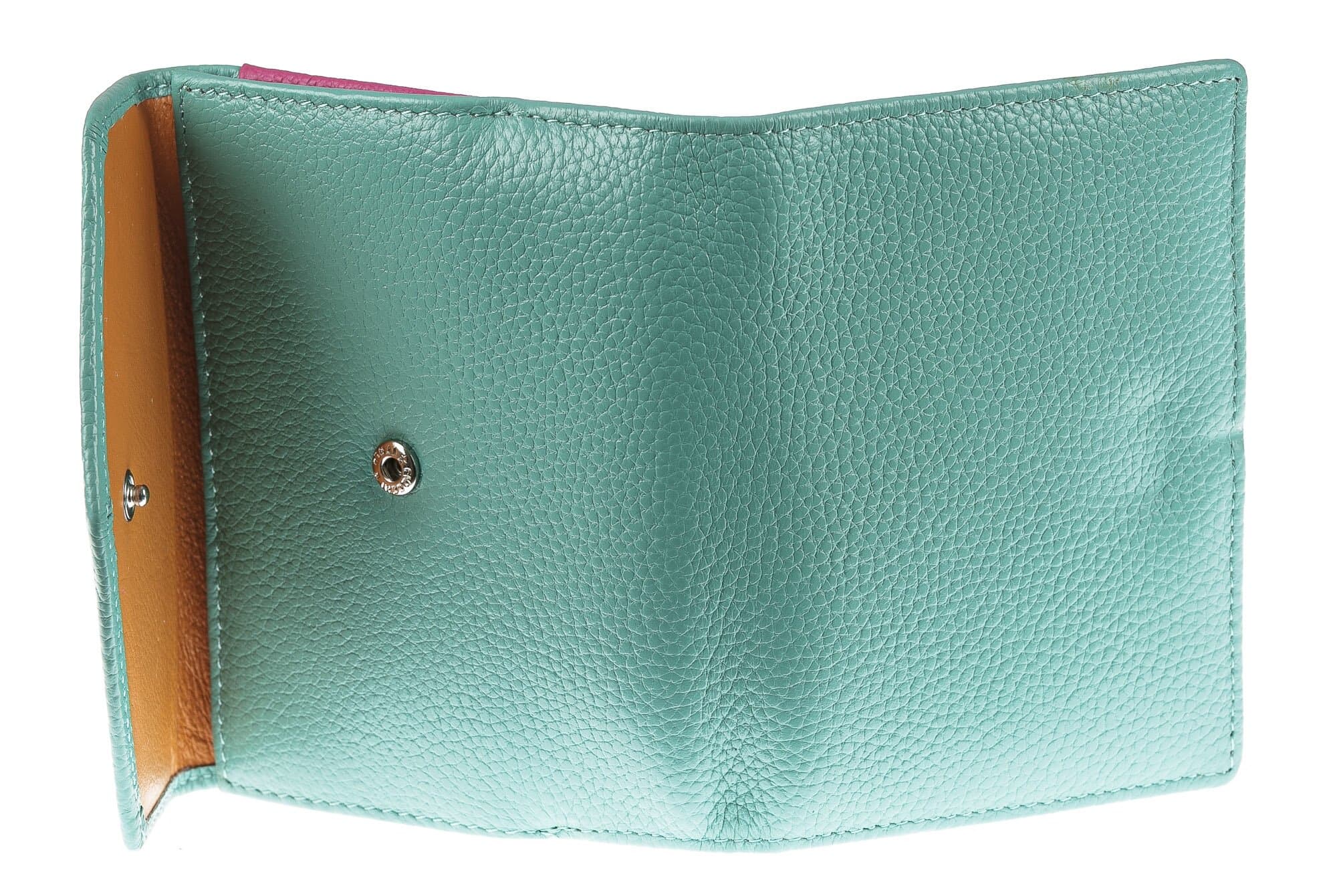 Portafoglio in vera pelle da donna MIMOSA, colore AZZURRO, SANTINI, MADE IN ITALY