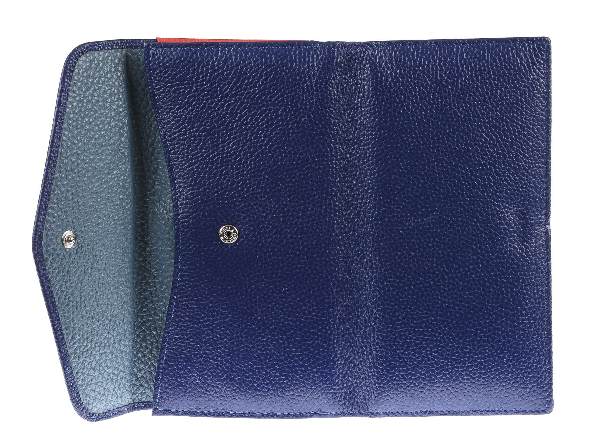 Portafoglio in vera pelle da donna MIMOSA, colore BLU, SANTINI, MADE IN ITALY
