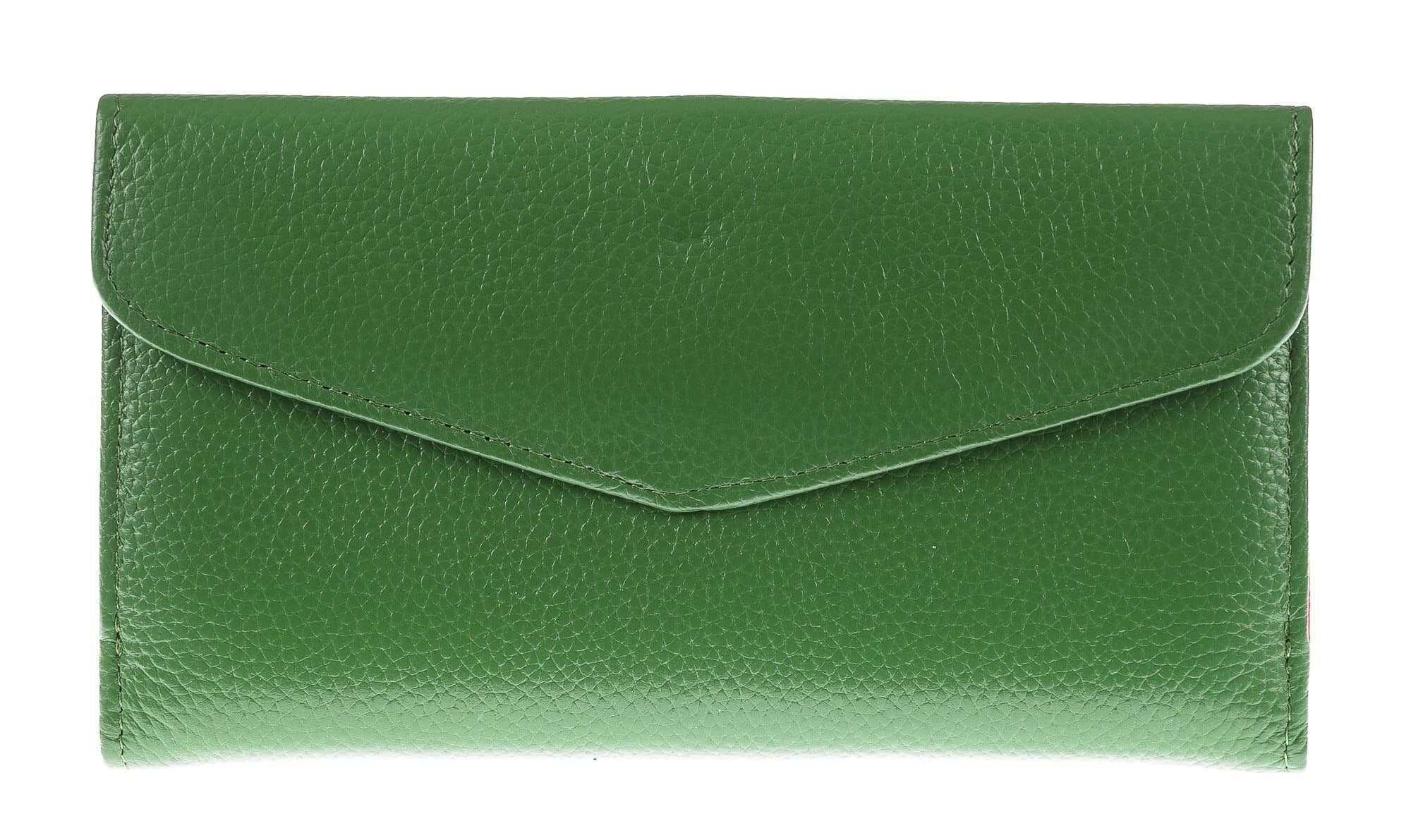 Portafoglio in vera pelle da donna MIMOSA MAXI, colore VERDE, SANTINI, MADE IN ITALY