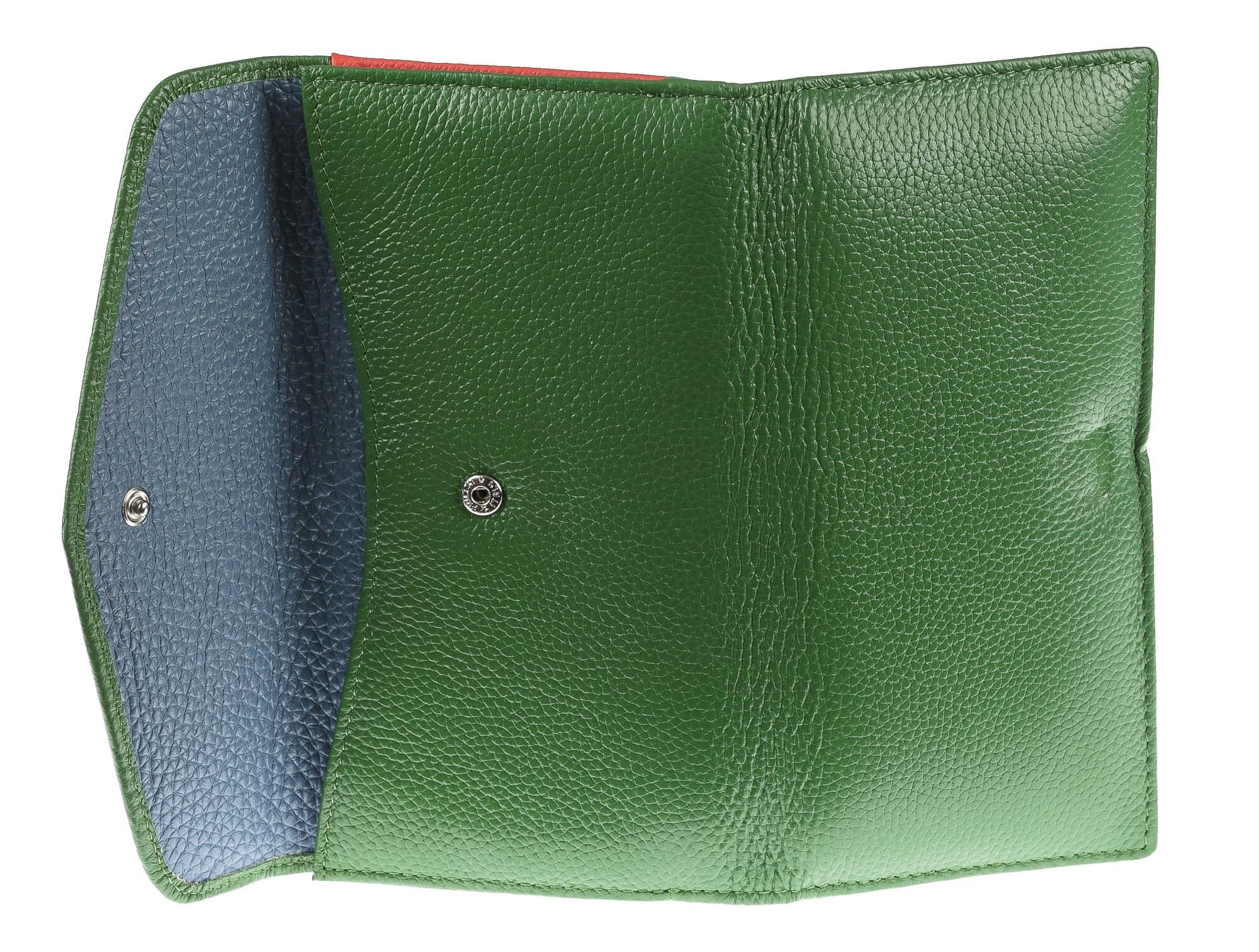 Portafoglio in vera pelle da donna MIMOSA MAXI, colore VERDE, SANTINI, MADE IN ITALY