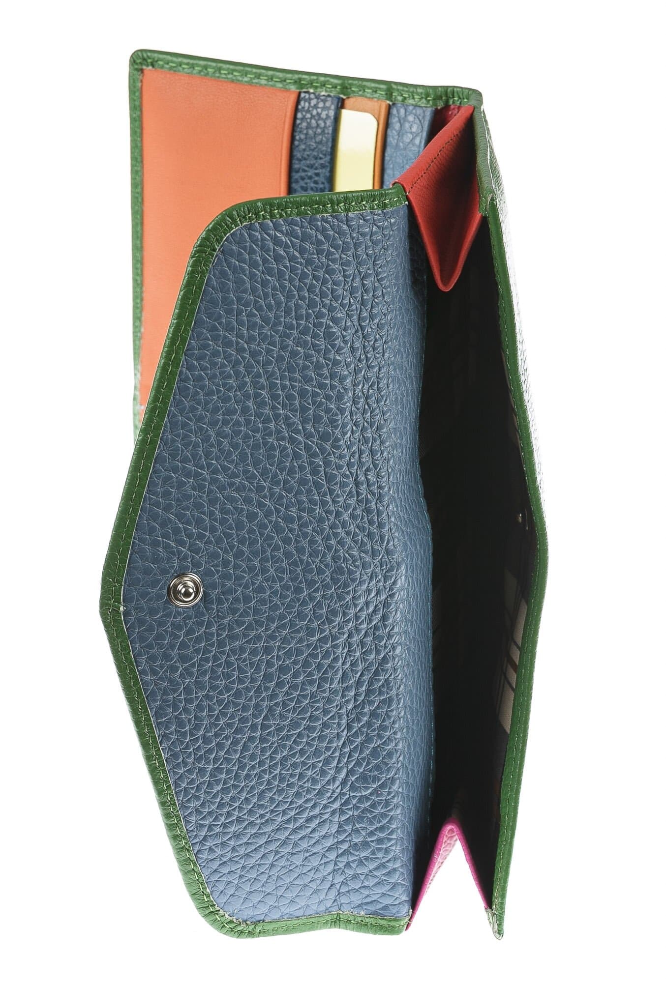 Portafoglio in vera pelle da donna MIMOSA MAXI, colore VERDE, SANTINI, MADE IN ITALY