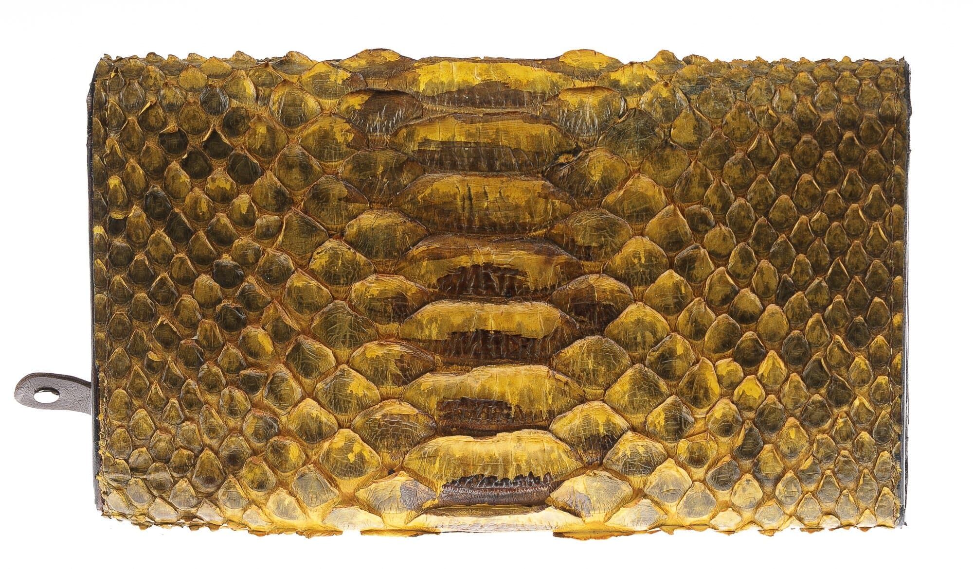 Portafoglio donna in pelle di pitone GIACINTO, certificato CITES, colore MIELE, interno MARRONE, SANTINI, MADE IN ITALY