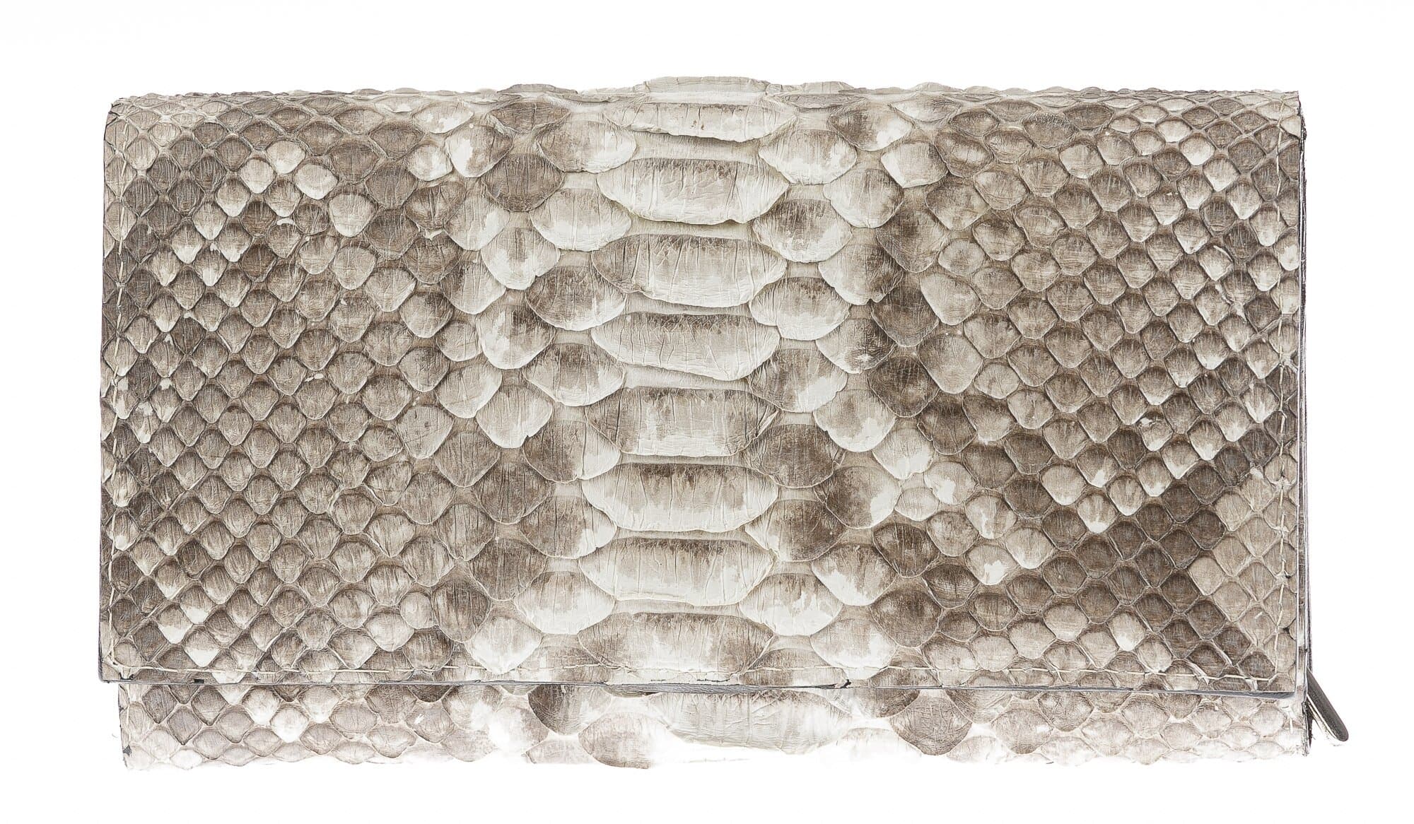 Portafoglio donna in pelle di pitone GIACINTO, certificato CITES, colore ROCCIA, SANTINI, MADE IN ITALY