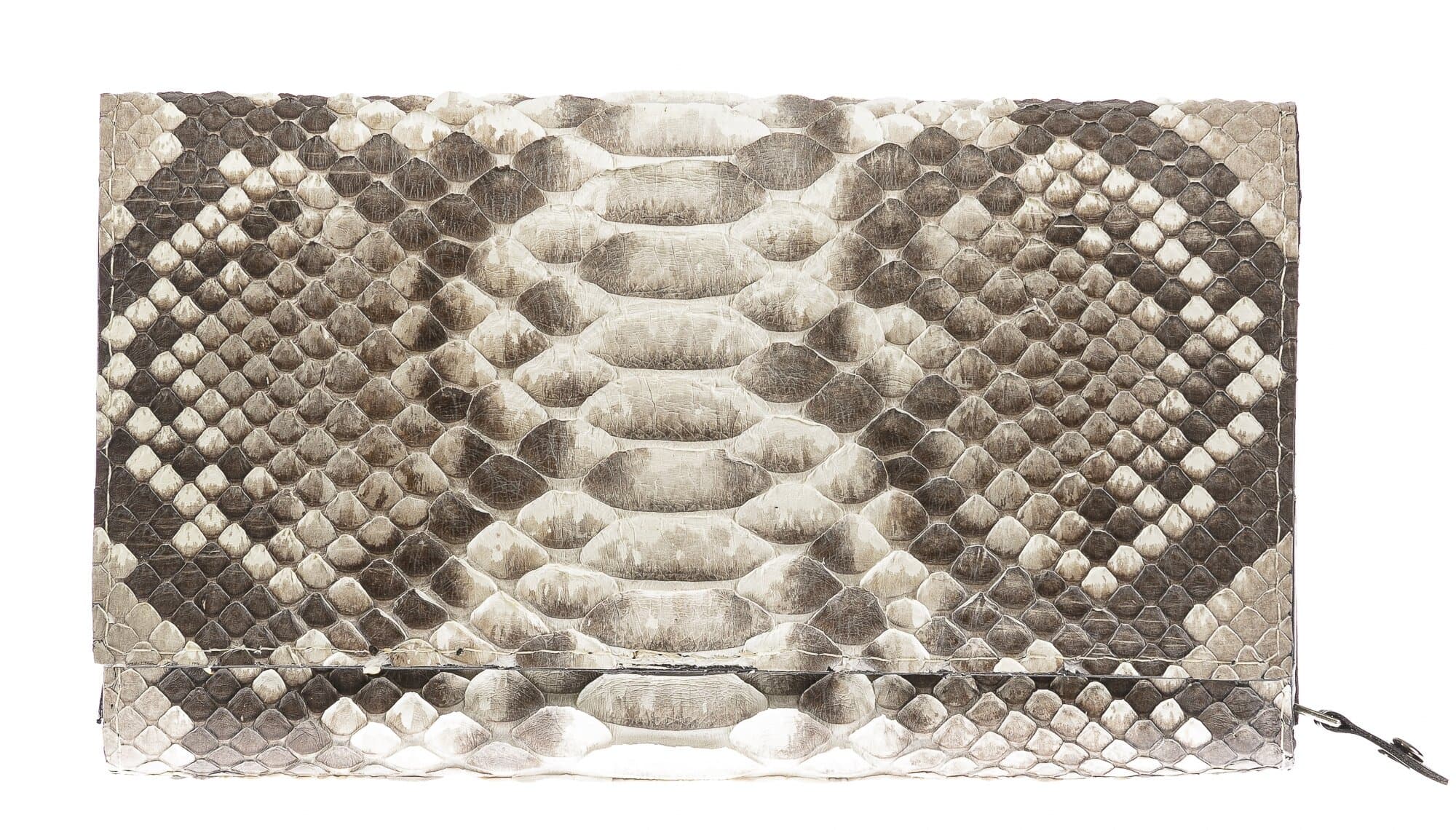 Portafoglio donna in pelle di pitone GIACINTO, certificato CITES, colore GRIGIO ROCCIA, SANTINI, MADE IN ITALY