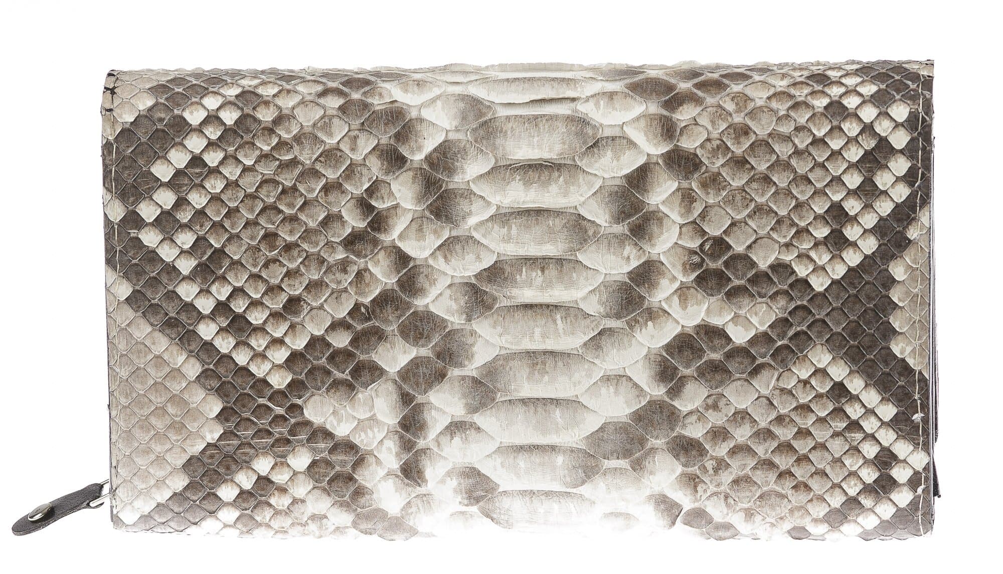 Portafoglio donna in pelle di pitone GIACINTO, certificato CITES, colore GRIGIO ROCCIA, SANTINI, MADE IN ITALY