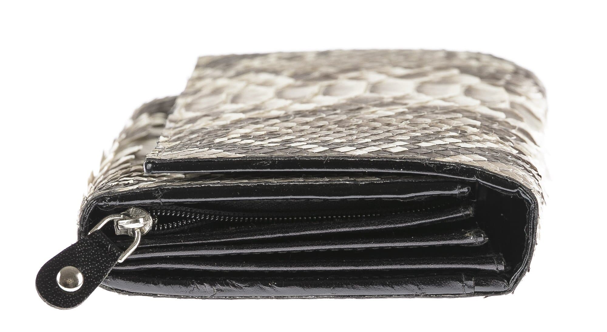 Portafoglio donna in pelle di pitone GIACINTO, certificato CITES, colore GRIGIO ROCCIA, SANTINI, MADE IN ITALY