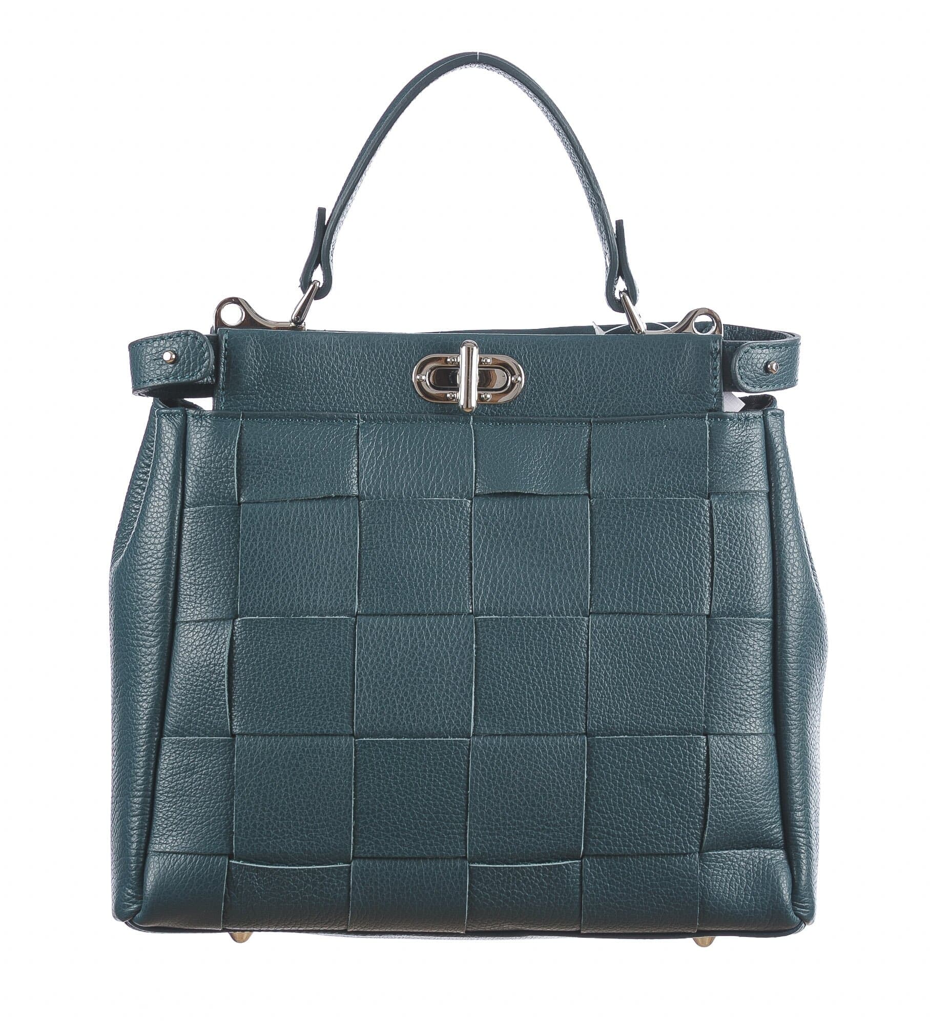 Borsa a mano da donna in vera pelle DALILA, colore AZZURRO, CHIARO SCURO, MADE IN ITALY