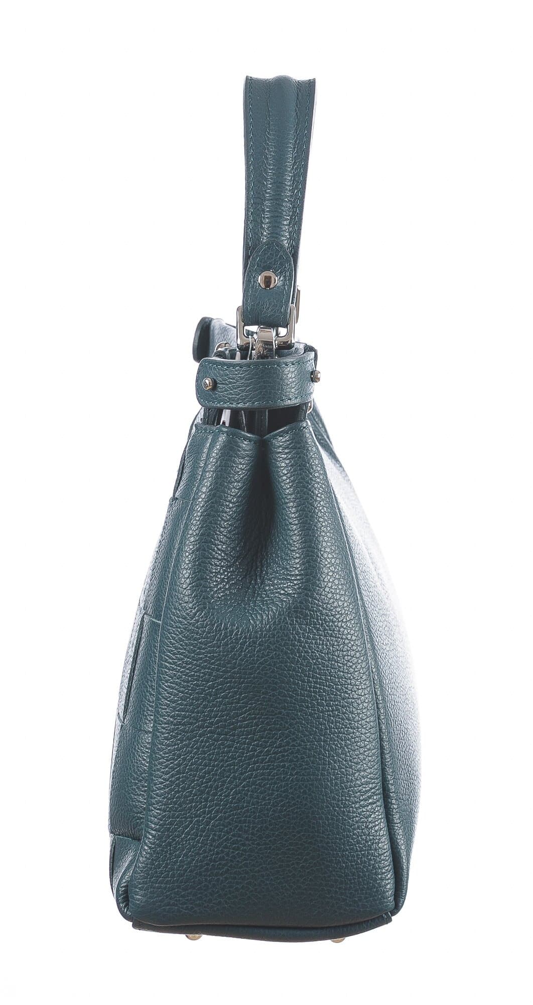 Borsa a mano da donna in vera pelle DALILA, colore AZZURRO, CHIARO SCURO, MADE IN ITALY
