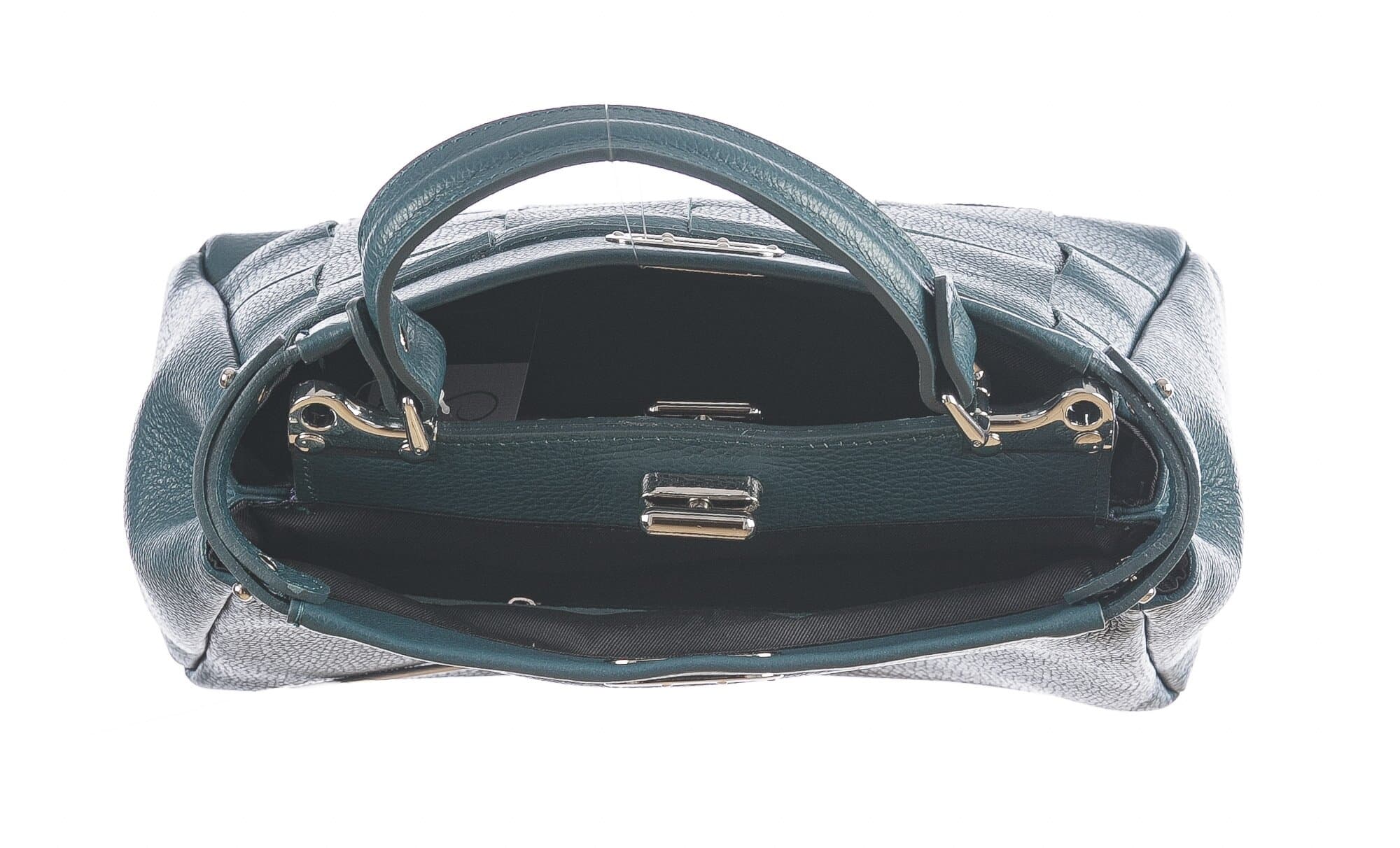 Borsa a mano da donna in vera pelle DALILA, colore AZZURRO, CHIARO SCURO, MADE IN ITALY