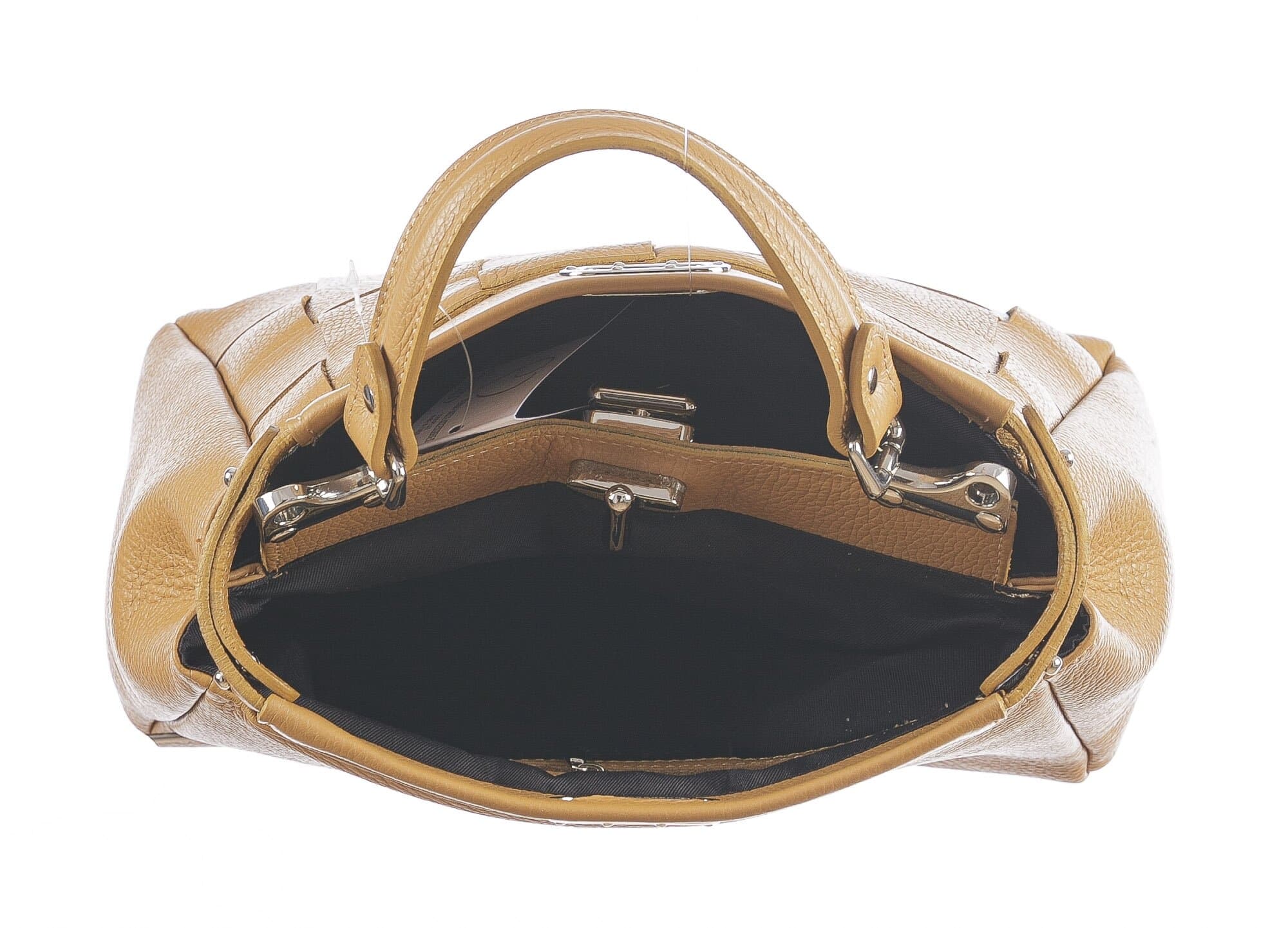 Borsa a mano da donna in vera pelle DALILA, colore GIALLO OCRA, CHIARO SCURO, MADE IN ITALY