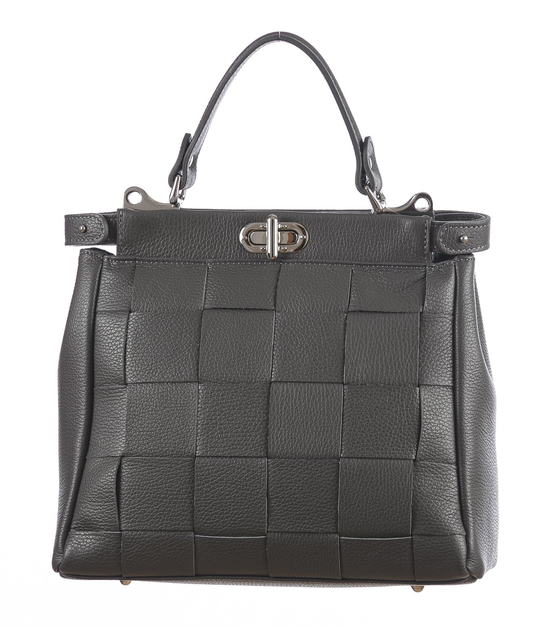 Borsa a mano da donna in vera pelle DALILA, colore GRIGIO, CHIARO SCURO, MADE IN ITALY