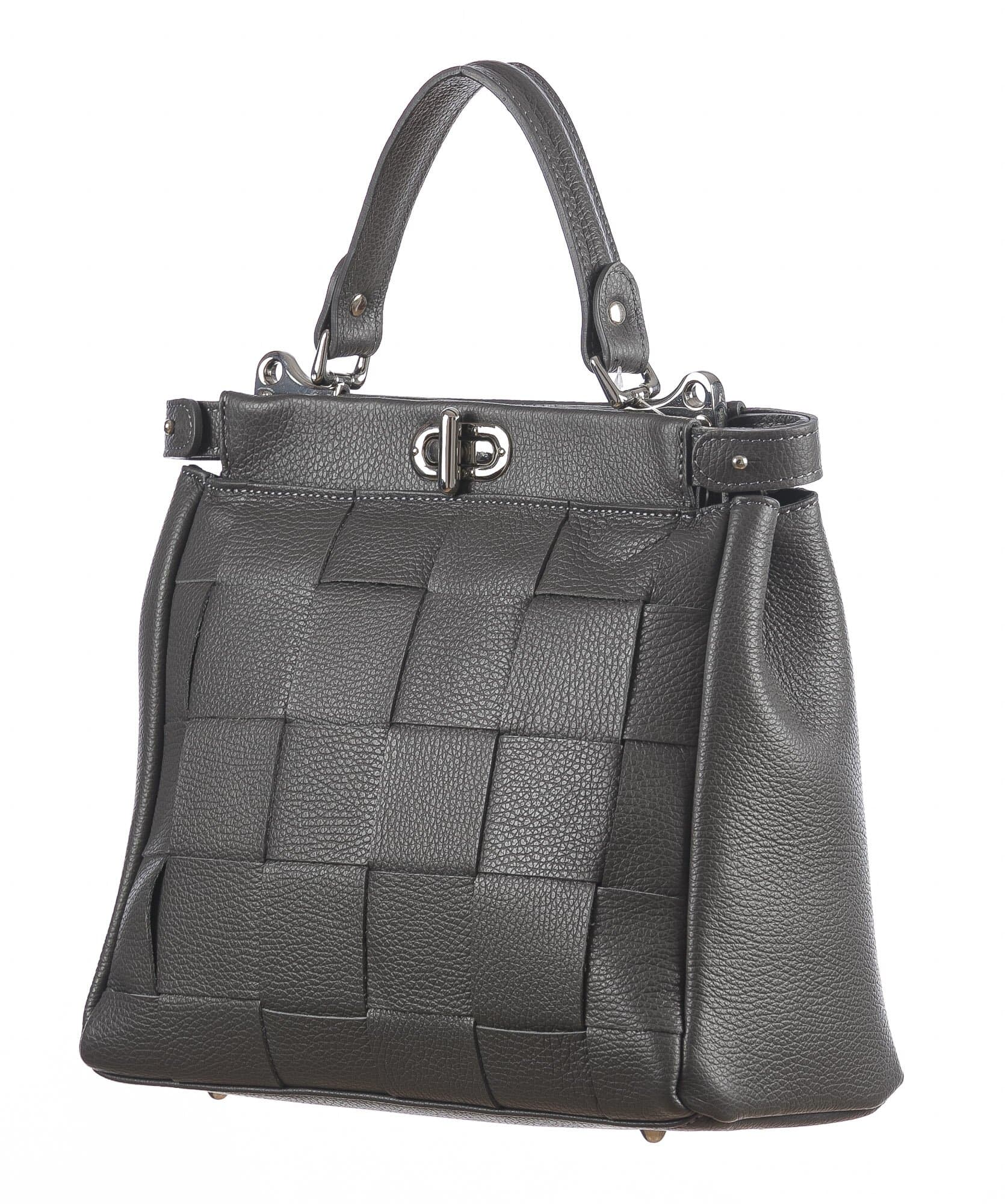 Borsa a mano da donna in vera pelle DALILA, colore GRIGIO, CHIARO SCURO, MADE IN ITALY