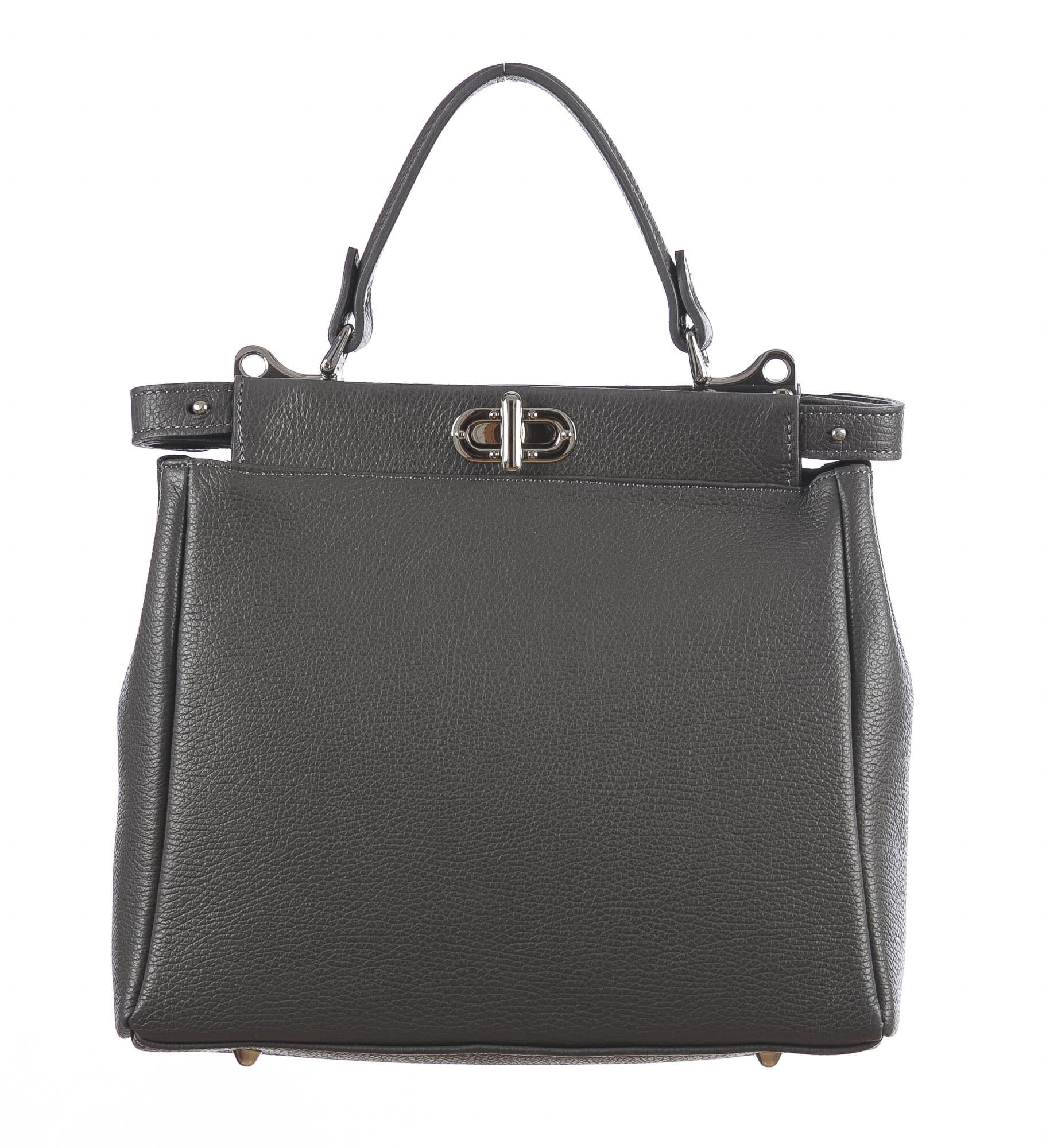 Borsa a mano da donna in vera pelle DALILA, colore GRIGIO, CHIARO SCURO, MADE IN ITALY