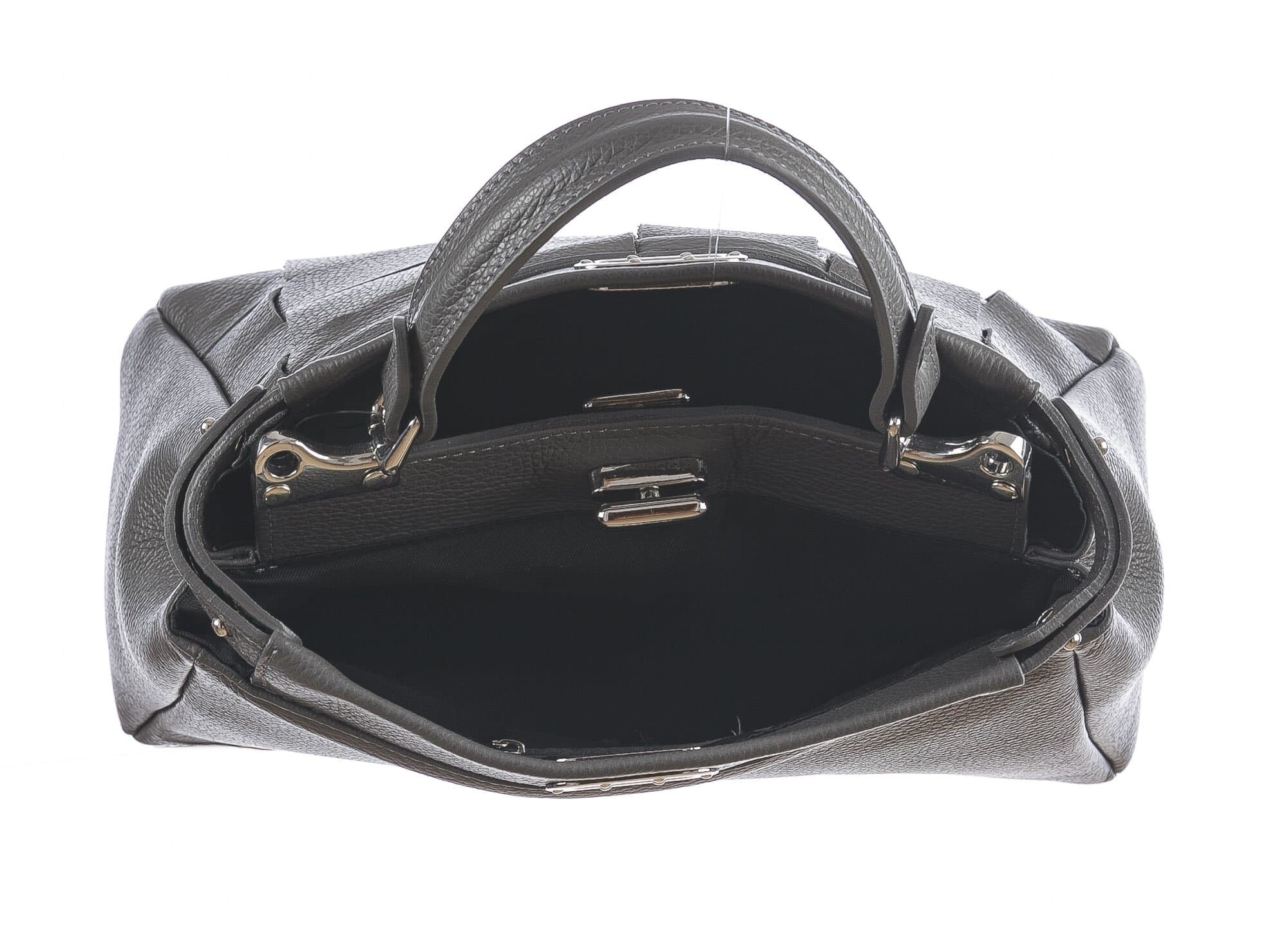 Borsa a mano da donna in vera pelle DALILA, colore GRIGIO, CHIARO SCURO, MADE IN ITALY