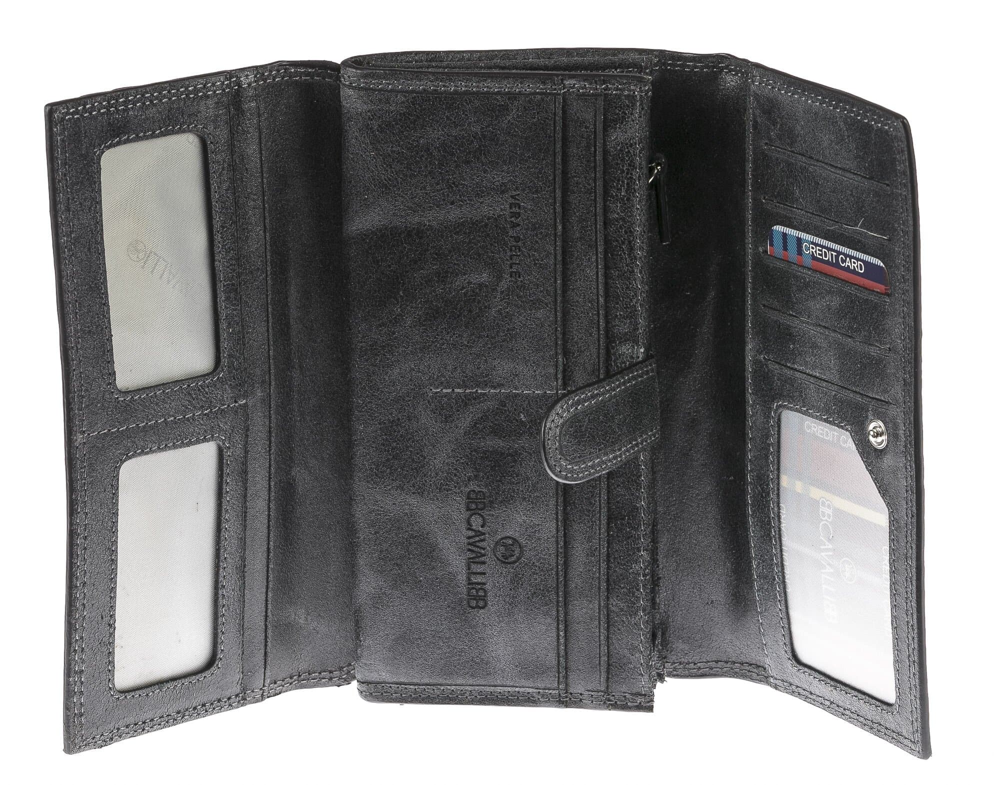 Portafoglio in vera pelle nabuk da uomo ISLANDA, colore NERO, BB CAVALLI, MADE IN ITALY 