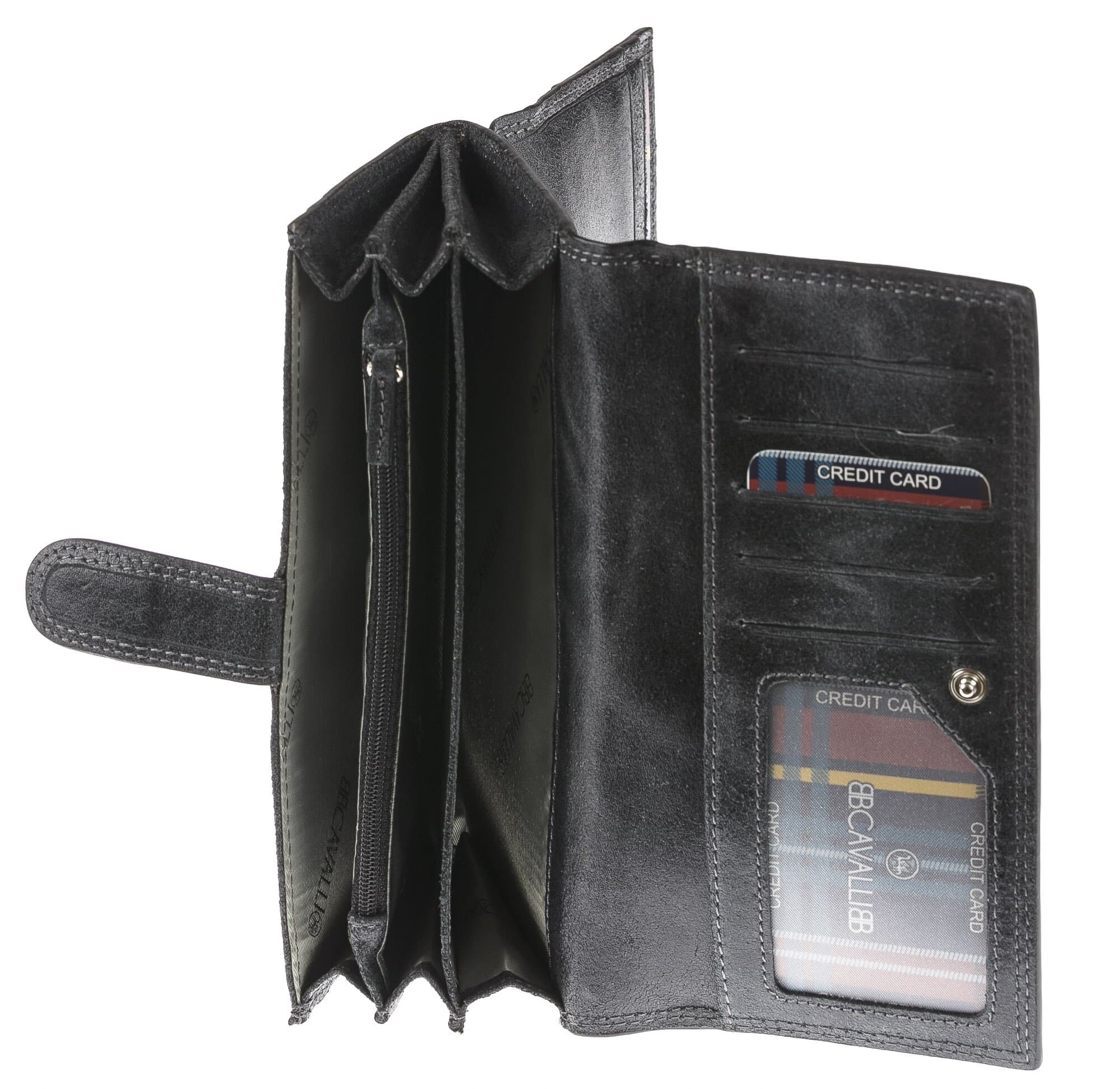 Portafoglio in vera pelle nabuk da uomo ISLANDA, colore NERO, BB CAVALLI, MADE IN ITALY 
