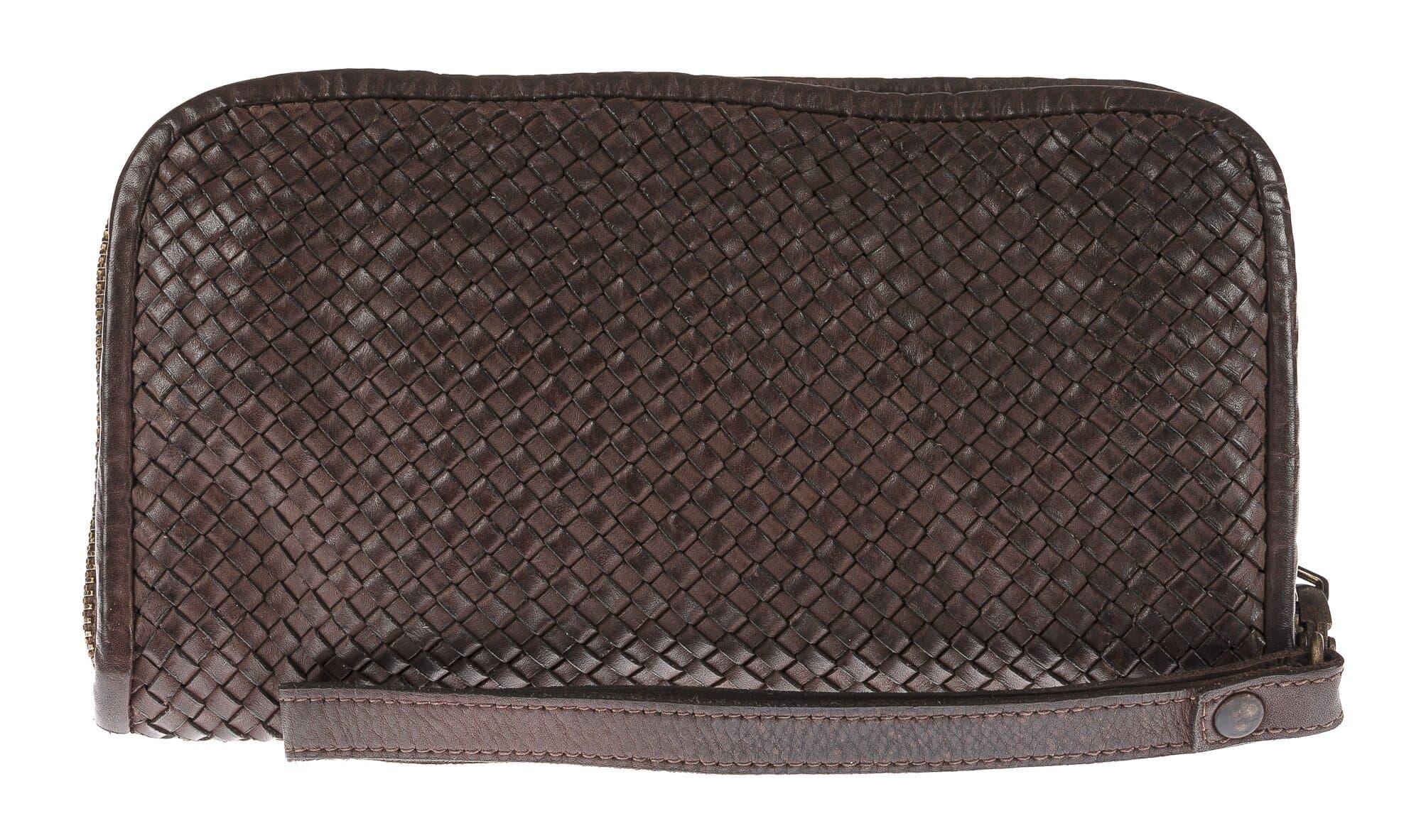 Genuine leather clutch for man LIAM, DARK BROWN colour, CHIARO SCURO, MADE IN ITALY