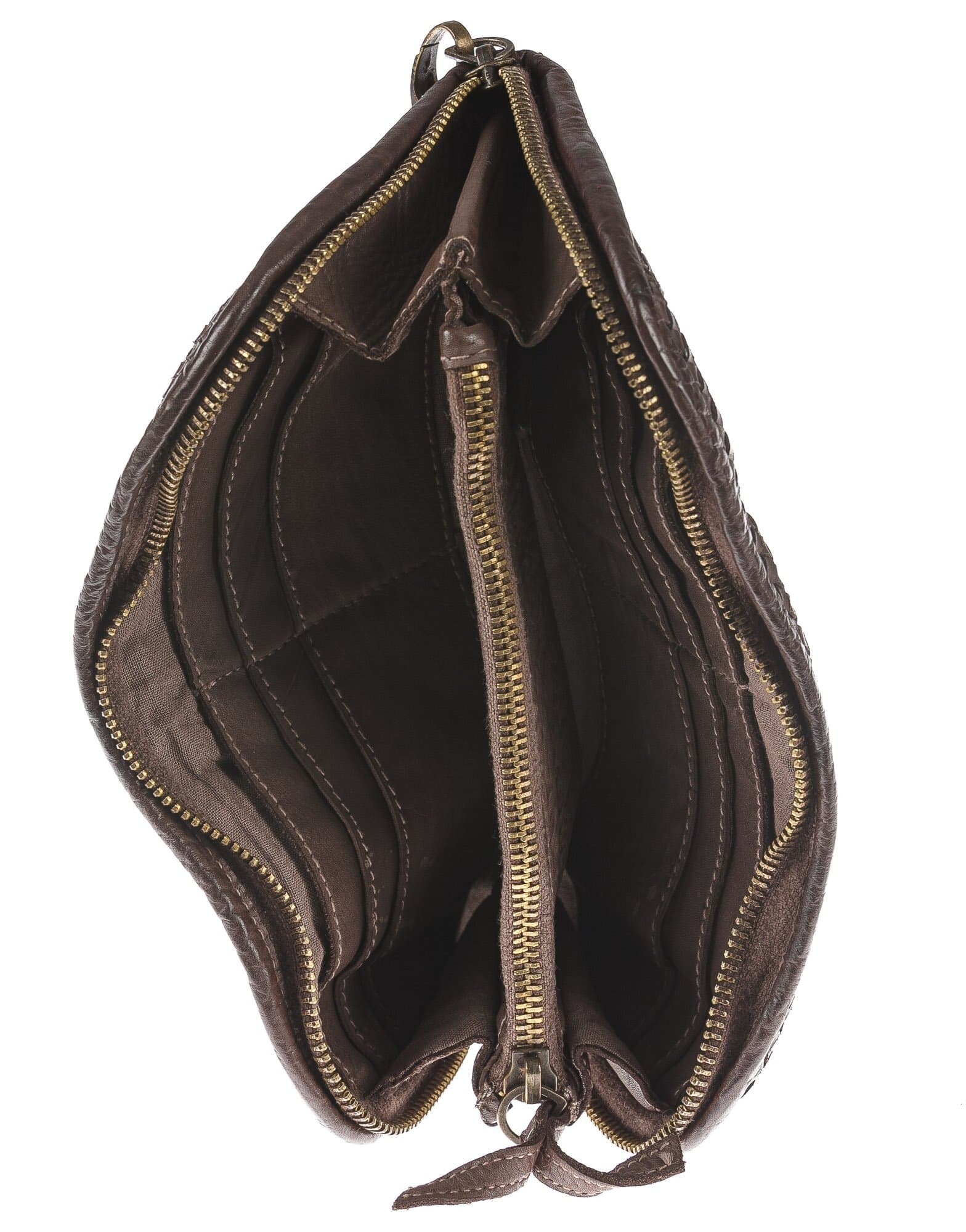 Pochette uomo da polso in vera pelle vintage LIAM, colore TESTA DI MORO, CHIARO SCURO, MADE IN ITALY